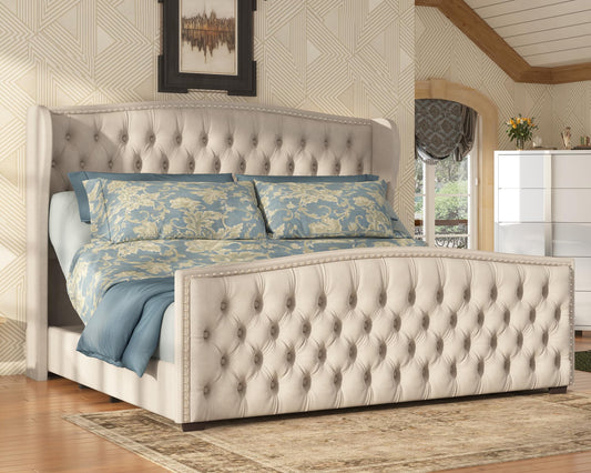AMERLIFE King Size Adjustable Bed Frame with 51" H Velvet Upholstered and Deep Button Tufted Headboard, Electric Bed with Dual Motor/Nailhead Trim Wingback, No Box Spring Needed, Cream