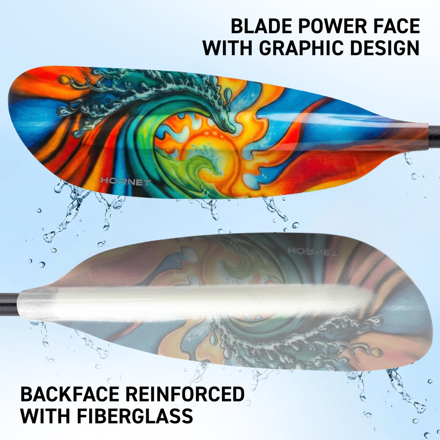 Hornet Watersports Waves Fiberglass Kayak Paddle for Adults- Ideal for Touring, Fishing and Boating- 90.5 inches / 230CM Adjustable with Carbon Fiber Shaft- Kayak Oars Kayaking Equipment