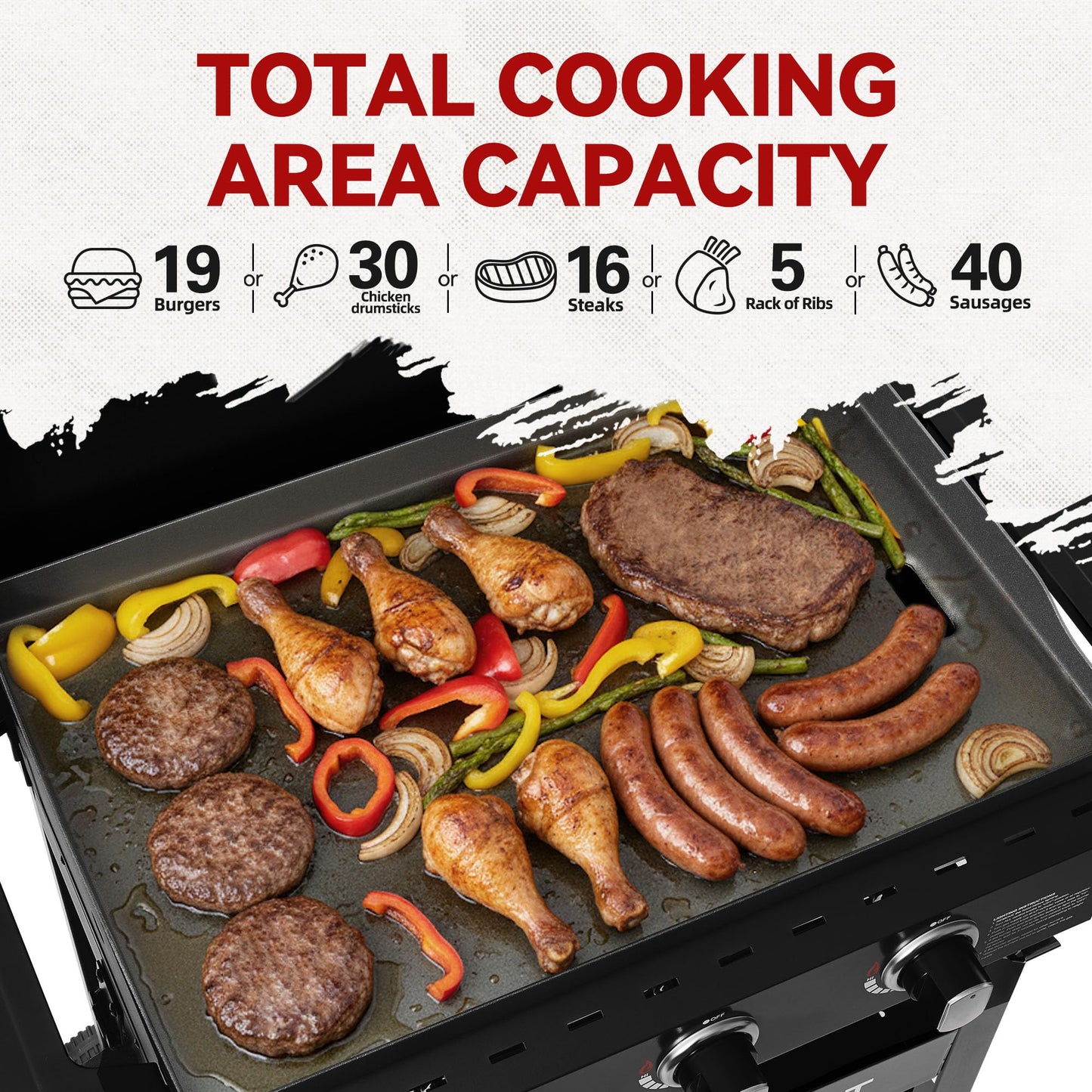 Royal Gourmet GB3000PB 3-Burner Gas Griddle with Hood, Griddle with Collapsible Side Shelves, 39,000 BTU, 492 Sq. In. Cooking Area, Electronic Ignition, Swivel Wheels with Brakes, Black