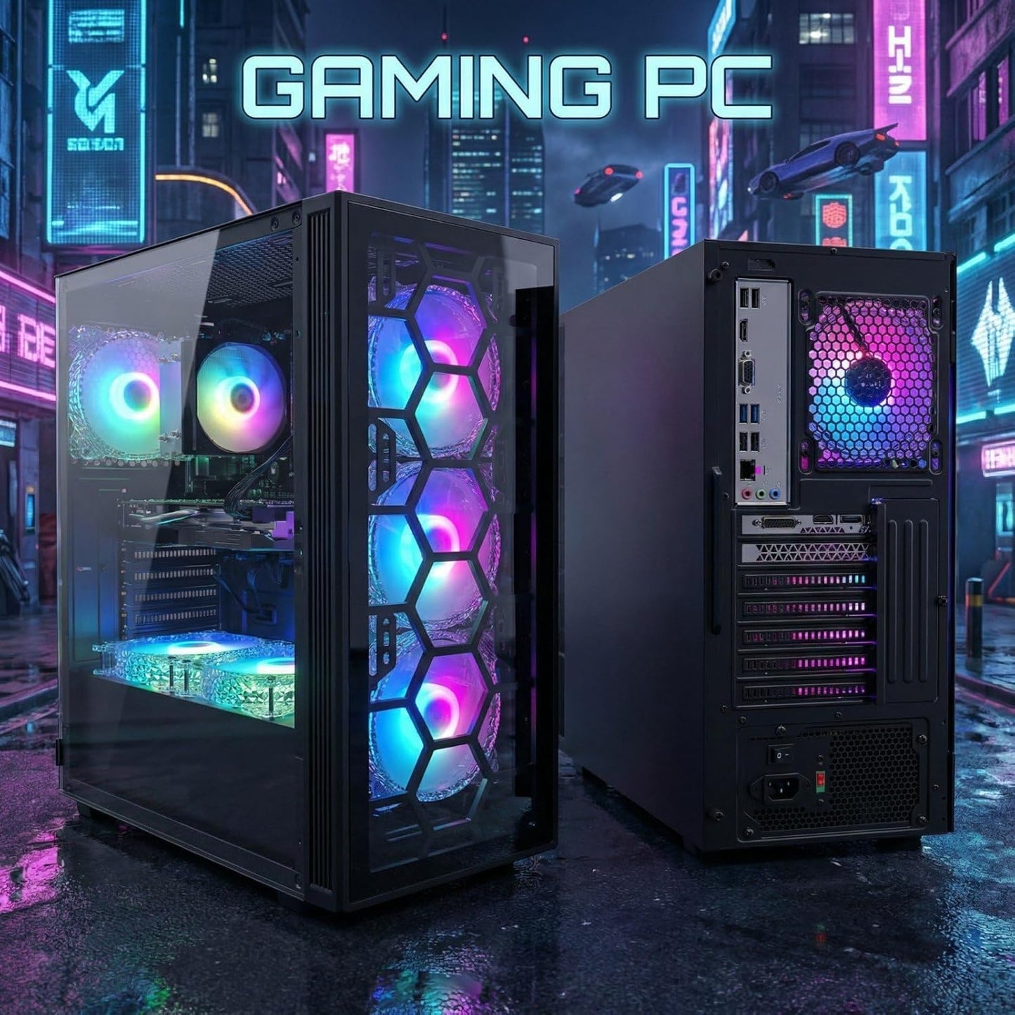 STGAubron Gaming PC Computer Desktop, Intel Core i7 up to 3.9G, GeForce RTX 3050 6G, 32G RAM, 1TB SSD, WiFi 6, BT 5.0, RGB Fan x6, Windows 11 Home
