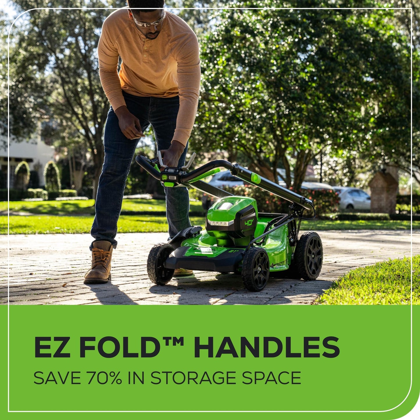 Greenworks 40V 21" Self-Propelled Cordless Lawn Mower – Brushless Motor, 5.0Ah Battery & Charger(75+ Tool Compatible)