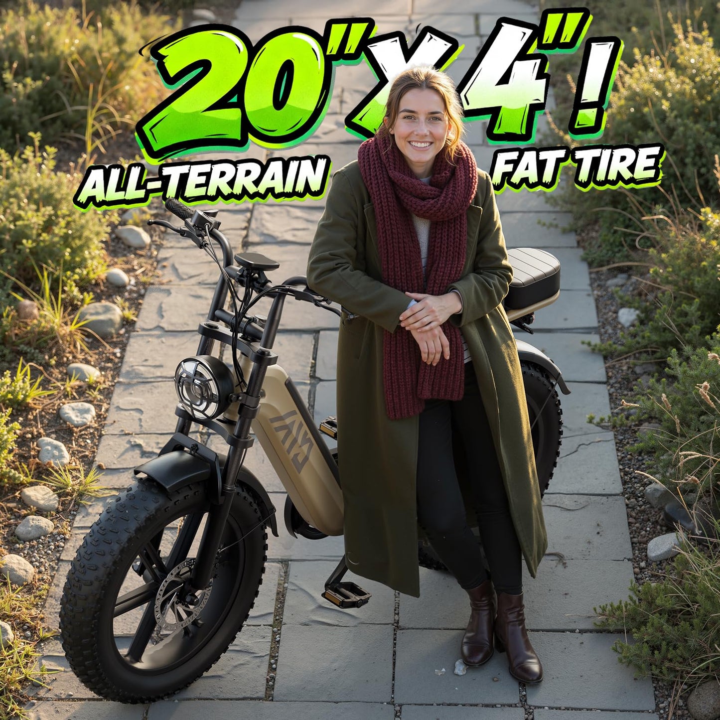 TST Electric Bike for Adults 1500W Peak 20" Fat Tire All-Terrain E-Bike 60 Miles Electric Dirt Bike for Road Sand Mountain Snow - 48V 15AH Battery Safety Tested to UL 2849 Powered