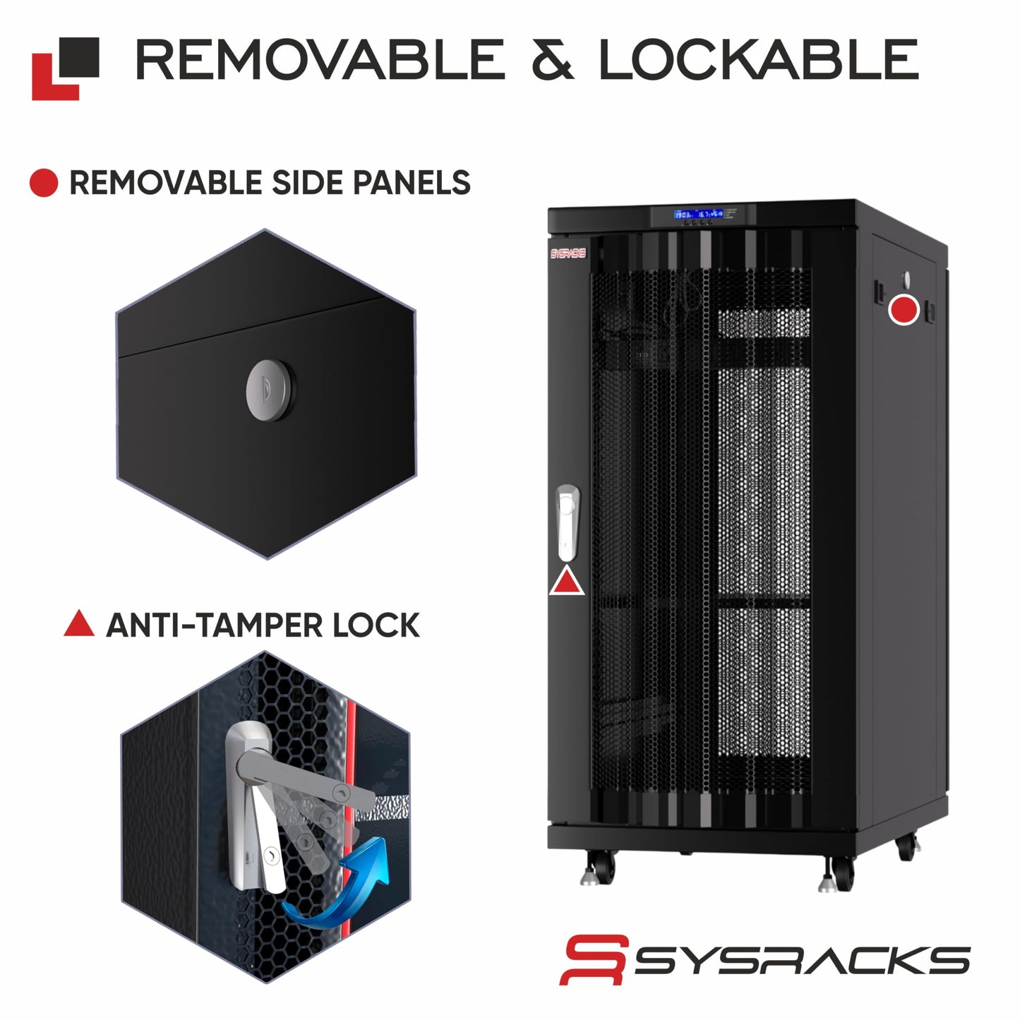 22U Server Rack Cabinet, 39” Deep 19” Floor Standing Network Enclosure, 1600 lb Capacity, 35” Rail Depth, Mesh Doors, 4 Fans, PDU, Shelf & Mounting Hardware