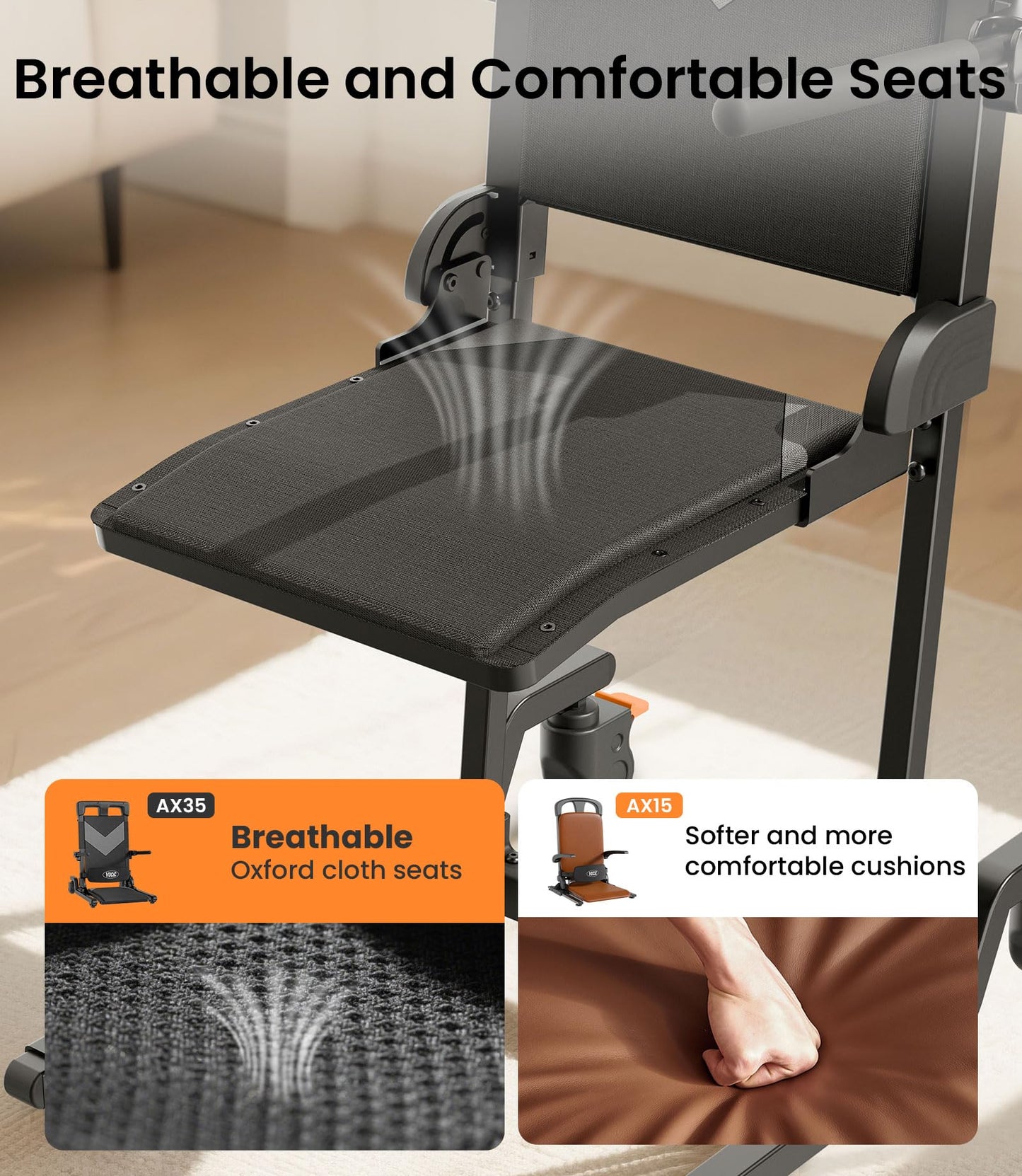 VOCIC Electric Chair Lift Get Up from Floor, Movable with 4 Wheels, Portable Rolling Chair Lift with T-Stabilized Base, Short-Distance Transport, Lift for Elderly from Floor, Supports 350 LBS, AX35