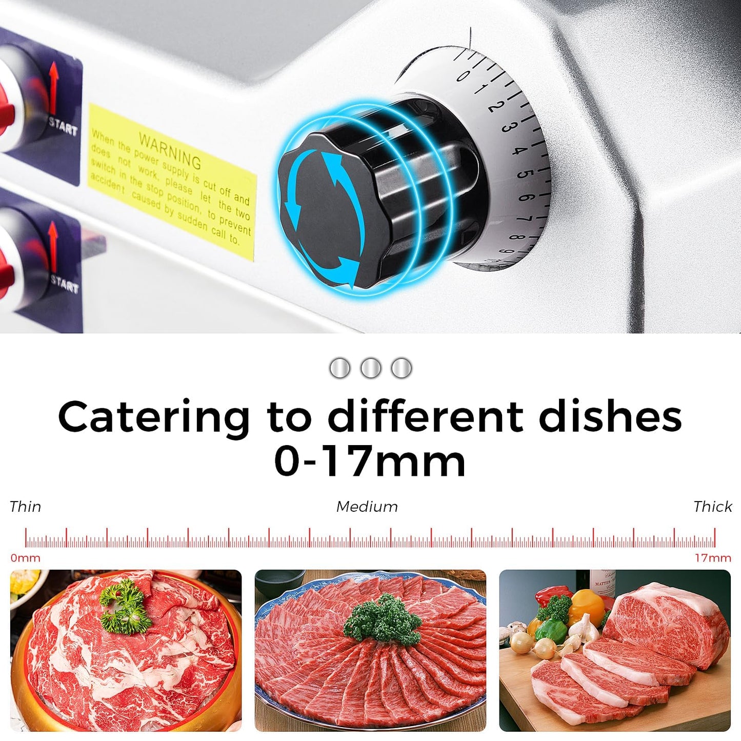 10" Electric Meat Slicer Machine for Home, 550W Automatic Deli Slicer, Adjustable 0-17mm Thickness, Stainless Steel Blade, Commercial Meat Cutter for Cheese, Bread & More