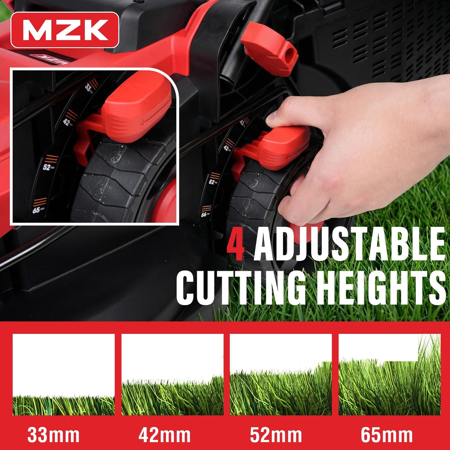 MZK 20V 13" Electric Lawn Mower, Brushless Cordless Lawn Mower with 4-Position Height Adjustment, Walk-Behind Push Mowers with 8 Gallon Grass Bag, 2 x 4.0Ah Batteries & Charger Included, LM13G8