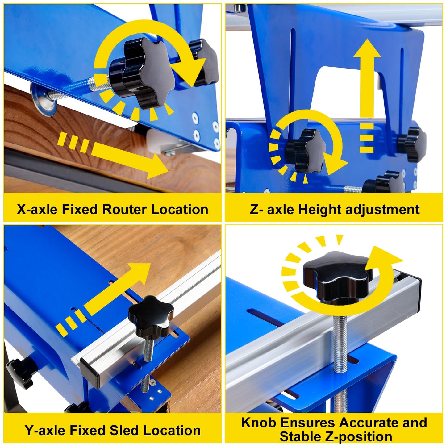 ONECHOI Router Sled, 64 Inches, Trimming Planing Machine for Woodworking for Slabs, XYZ Axis Adjustable, Slab Flattening Jig w/Adjustable Knob, Slab Flattening Mil, Great for Home Improvement Projects