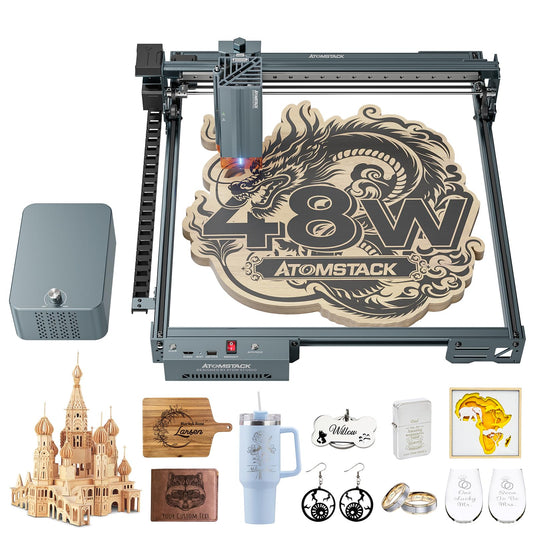 ATOMSTACK 48W Laser Engraver, A40 PRO V2 Laser Cutter with Auto Air Assist, Bulk Engraving Cutting High Accuracy Laser Engraving Machine for Wood Stone Metal Acrylic Leather Jewelry