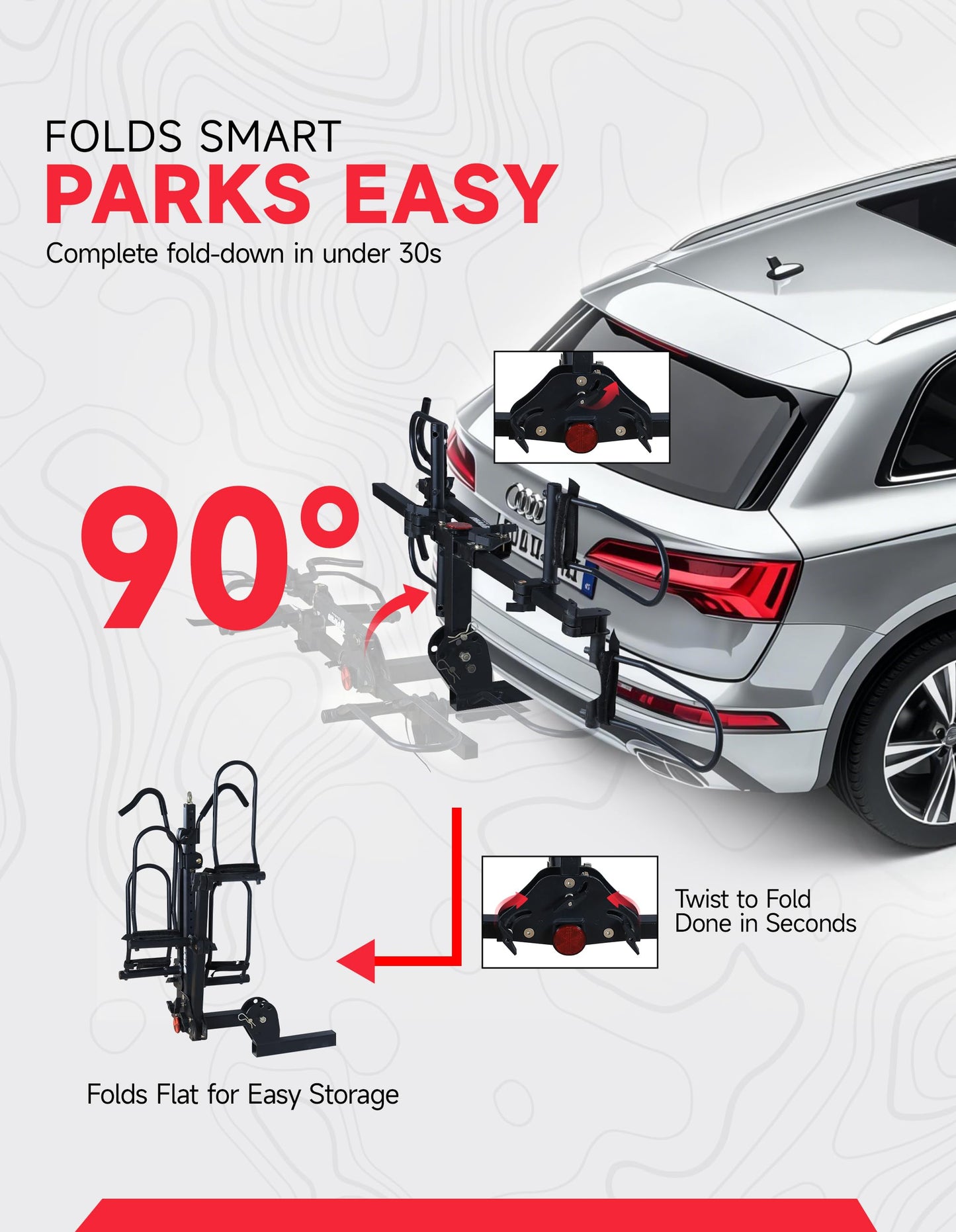 Young Bike Rack Hitch for Car - 200LB 2-Bike Rack Hitch Mount Platform Style Hitch Bike Rack，Smart Tilting & Easy Fold for Car SUV with 2 Inch Receiver，Bike Carrier Fits Up to 5-inch Fat Tire