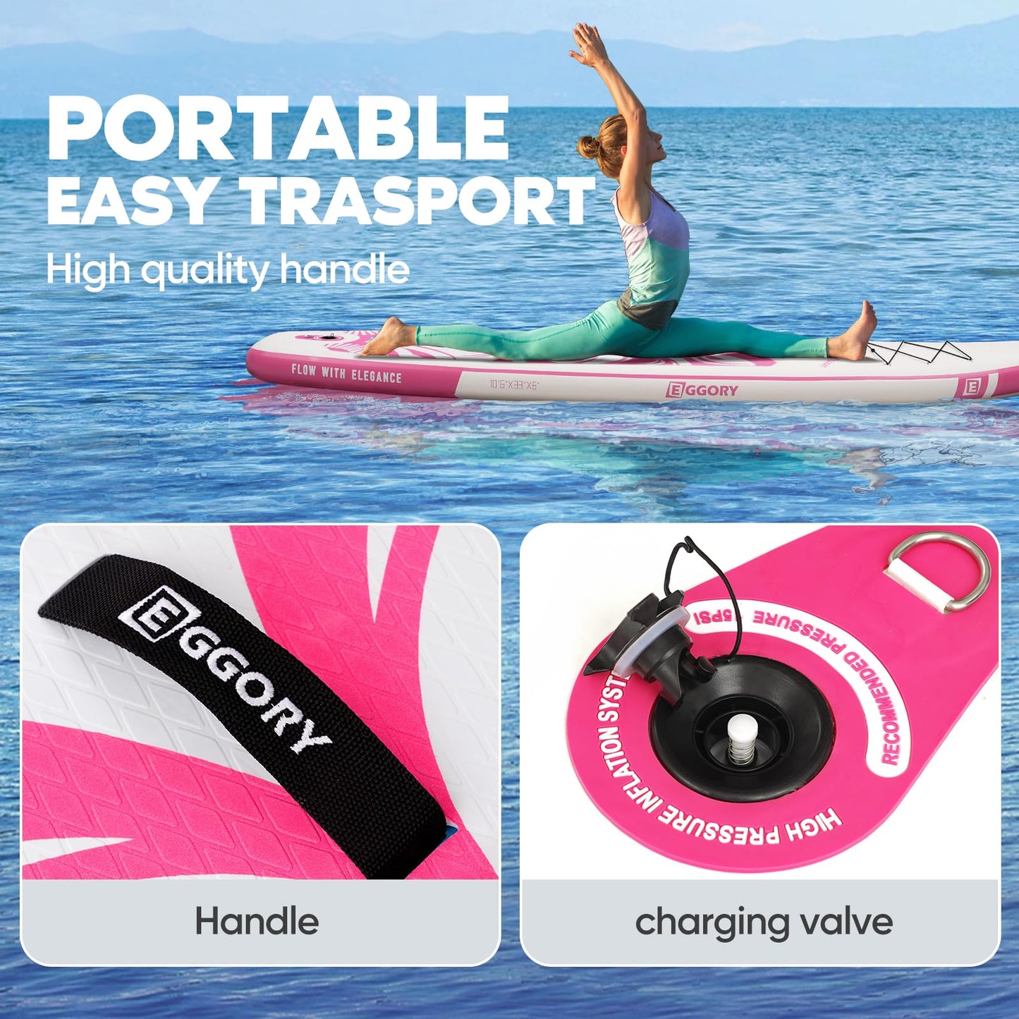 Inflatable Paddle Board,Stand Up Paddle Board Set, Extra Wide SUP Board with Removable Fin, Floating Paddle, Hand Pump, Waterproof Phone Pouch,Traveling Board (TT Pink/Kayak Seat)