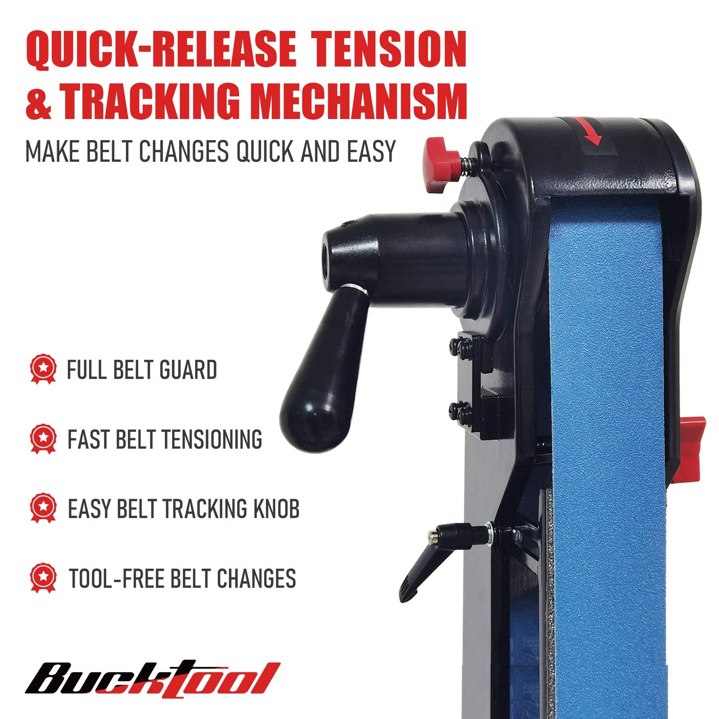 Bucktool 2 x 42 Belt Sander and 6 Inch Bench Grinder Combo, 1/2 HP 3.5 Amp Knife Sharpener for Knife Making, Metalworking, Woodworking, Benchtop Belt Grinder with Large Work Table