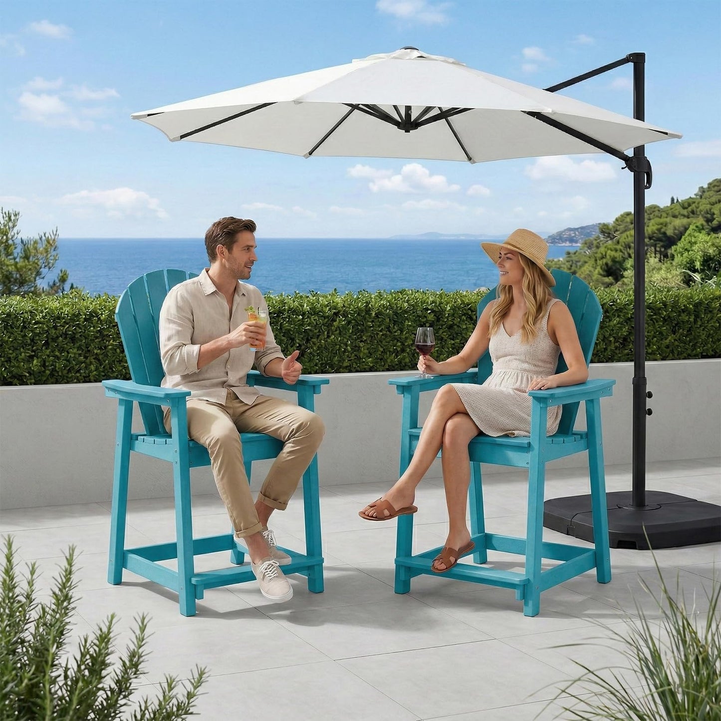 OTSUN Tall Modern Adirondack Chairs Set of 4, All Weather HDPE Bar Height Adirondack Stools Widened Durable Design for Porch Patio Yard Lawn Fire Pit Bistro Basement Indoors & Outdoors
