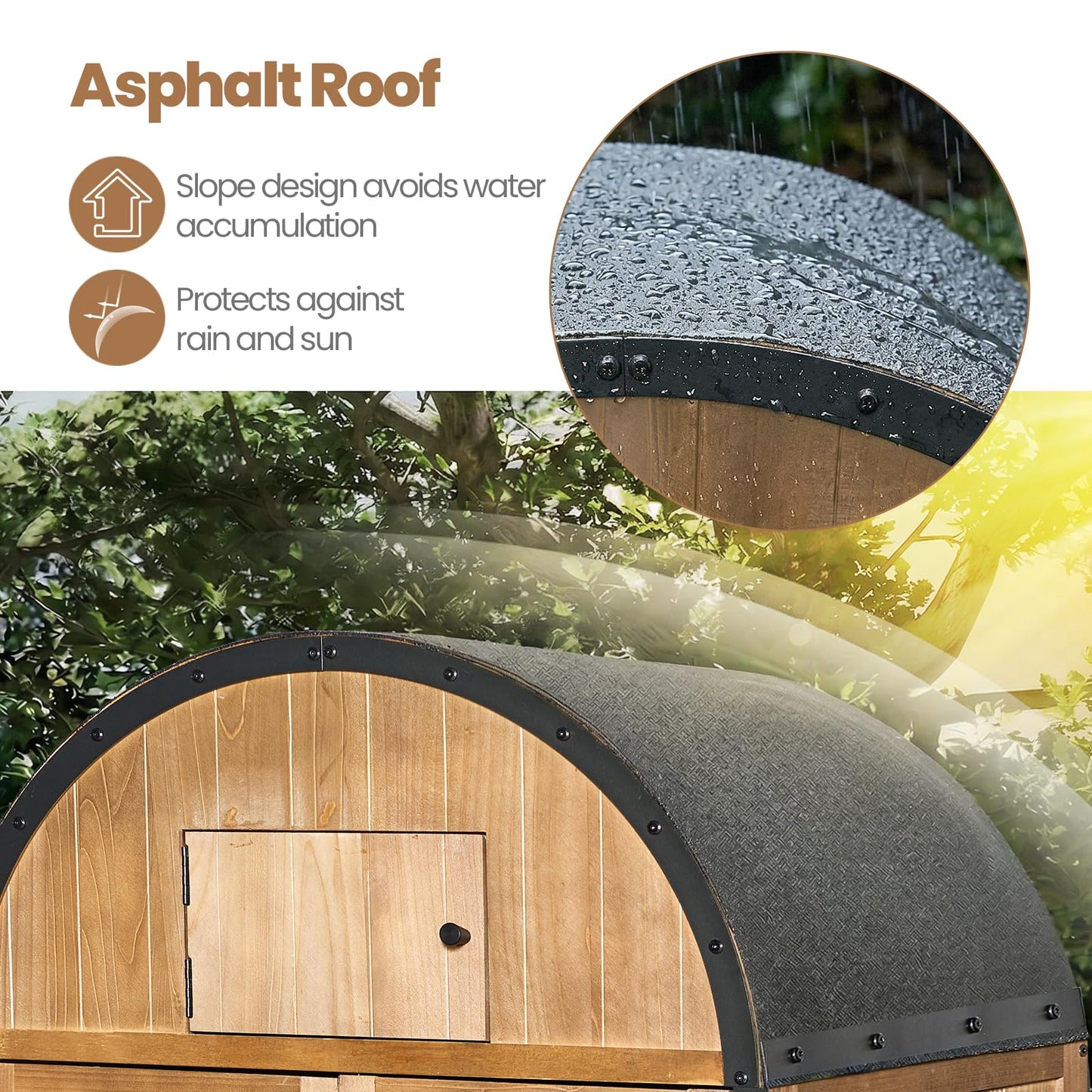 NORTHSKY All-in-One Shed Outdoor Storage, Waterproof Lockable Vertical Garden Shed Tool Cabinet, Solid Wood Storage Shed with Metal Frame & Domed Roof for Patio Backyard Garden Lawn Tool Equipment
