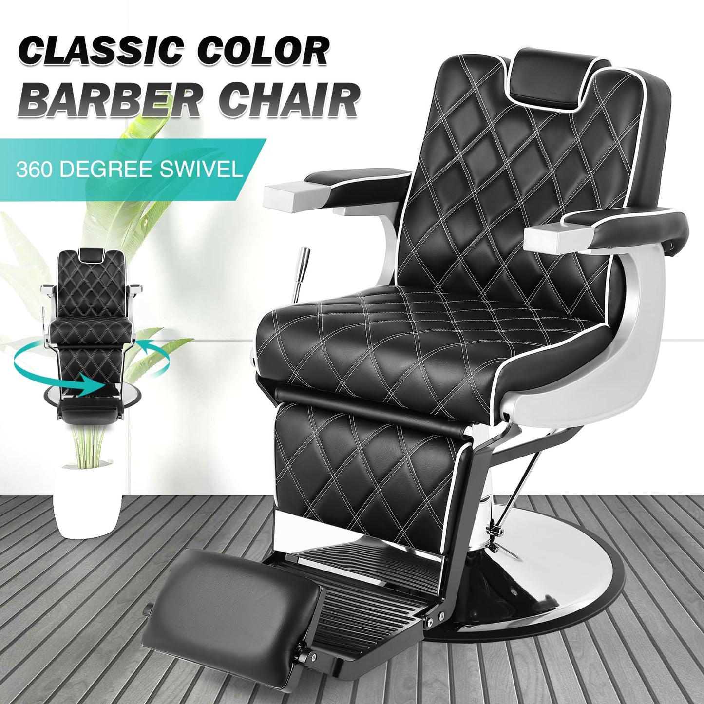 Artist hand All Purpose Barber Chair Wide Backrest Reclining Salon Chair for Hair Stylist Tattoo Chair Makeup Chair for Salon Equipment (Black)