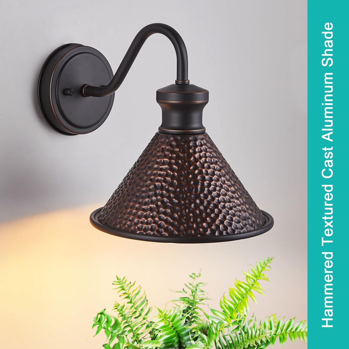 Tarentlight Gooseneck Wall Light Fixtures, 2-Pack, Oil-Rubbed Bronze, Aluminum, Model W2412, Outdoor Sconce for Porch and Garage