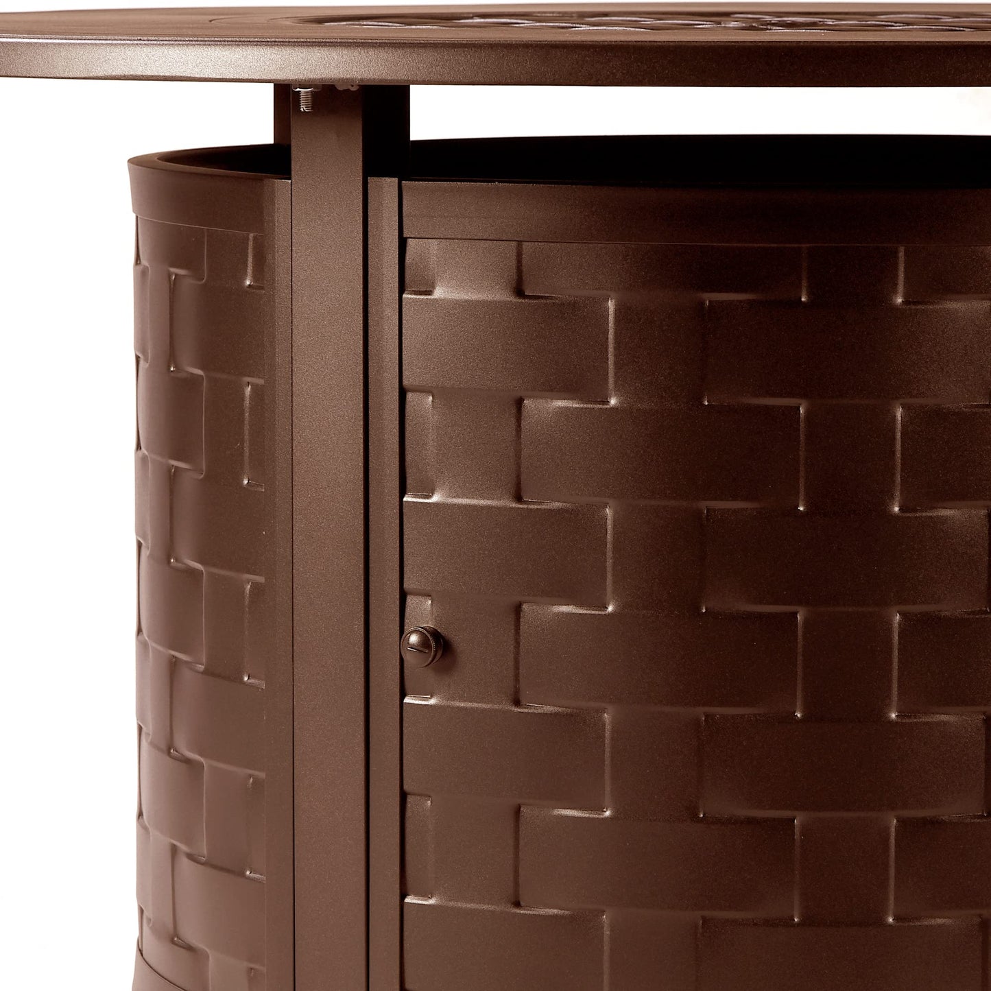 Oakland Living Round 44 in. x 44 in. Aluminum Propane Fire Pit Table with Glass Beads, Two Covers, Lid, 57,000 BTUs in Brown Finish
