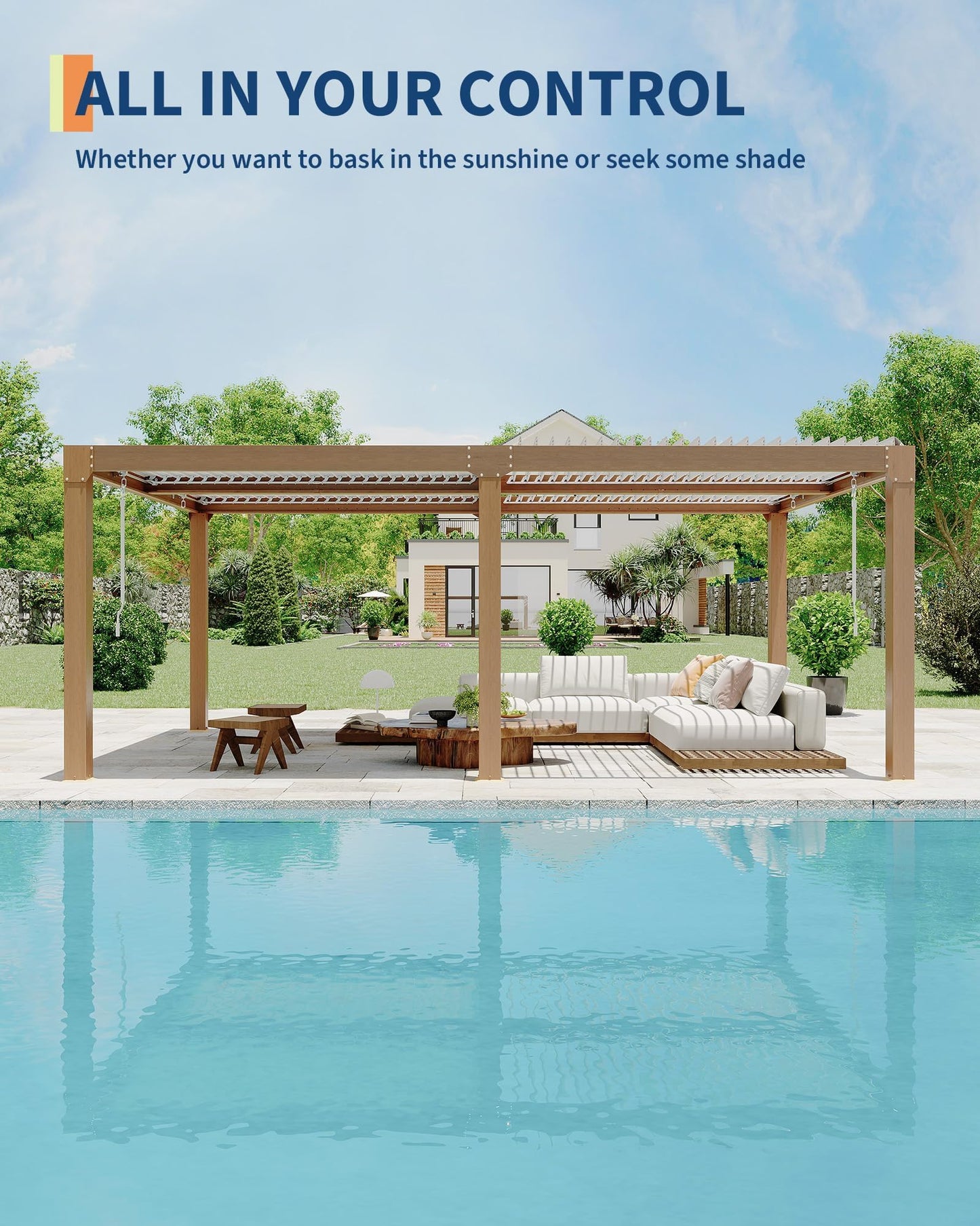12x20 ft Louvered Pergola, Aluminum Outdoor Pergola with Adjustable Louvered Roof & Integrated Drainage System, Hardtop Gazebo for Patio, Deck, Backyard, Garden