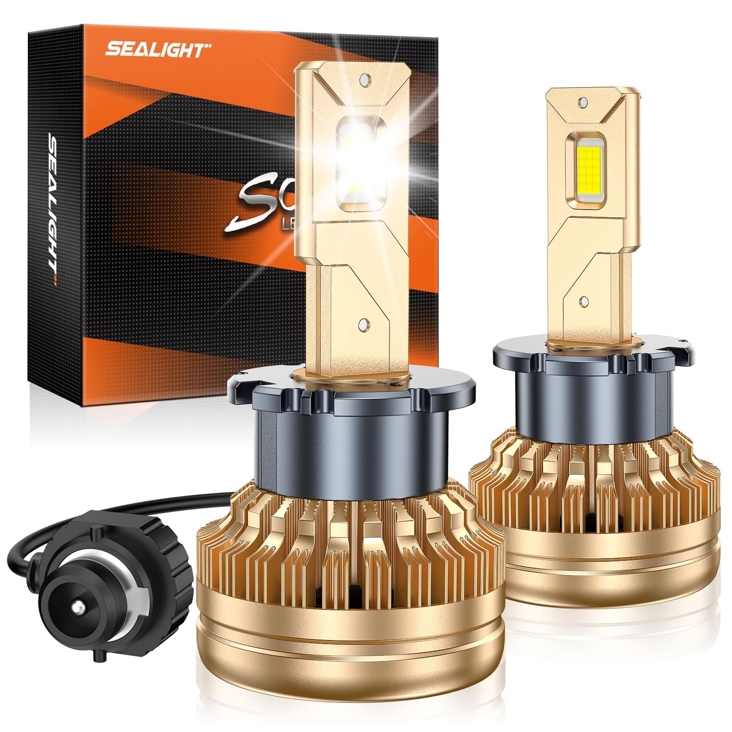 SEALIGHT D2S D2R HID Xenon Bulbs 6000K Cool White with Cooling Fan, Pack of 2