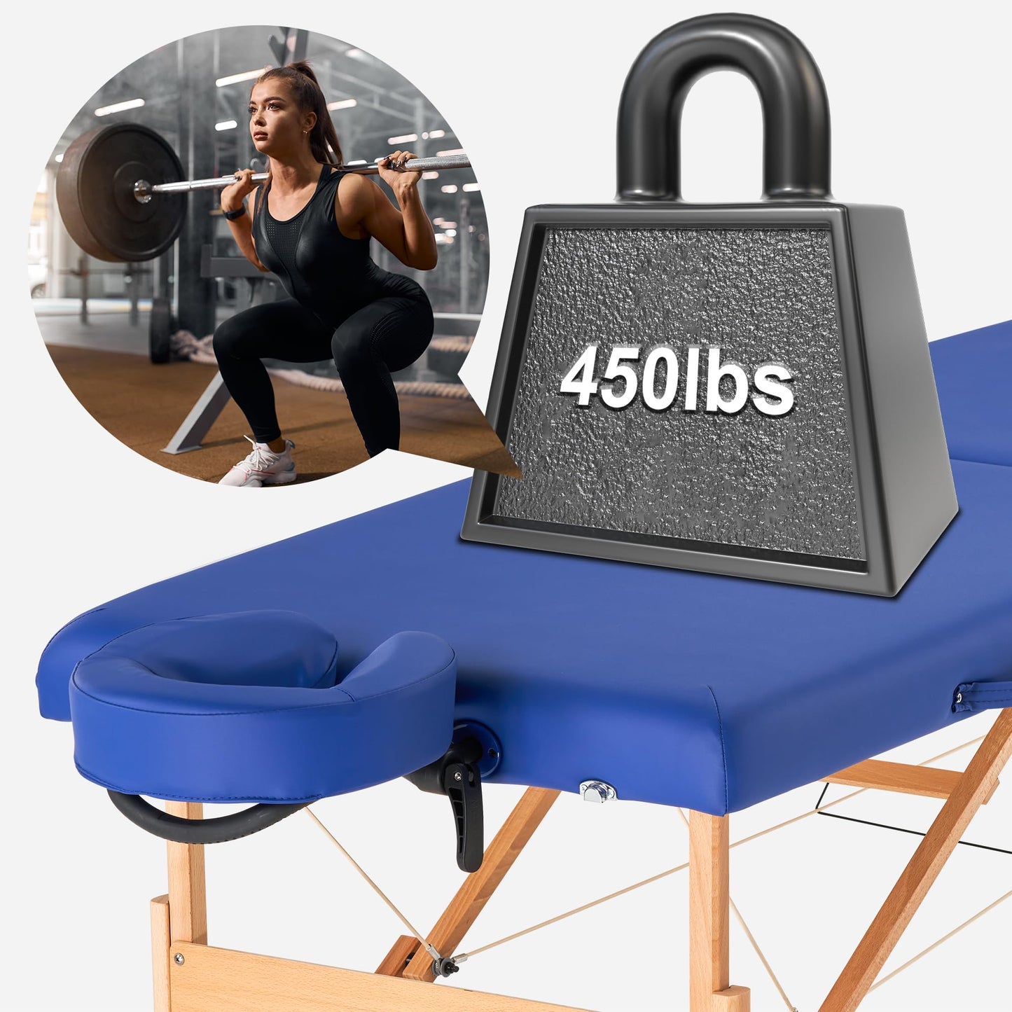 Master Zen-Touch Brady 27" Portable Massage Table – Lightweight Spa, Facial, Tattoo & Beauty Bed with Wood Frame, Sky Blue