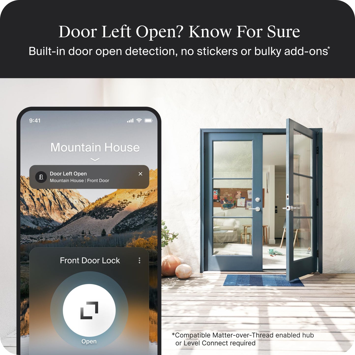 Level Lock Pro - World’s Smallest, Fastest, Innovative Smart Lock - Matter-Over-Thread Deadbolt Plus Apple Home Key - Keyless & Remote Access via Apple, Alexa, Google Home, SmartThings (Matte Black)