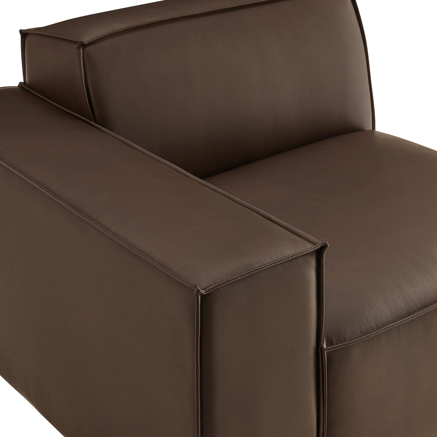 Modway Restore Left-Facing Faux Leather Modular Lounge Chair in Espresso - Living Room Vegan Leather Upholstered Single-Arm Accent Armchair for Sectional Sofa