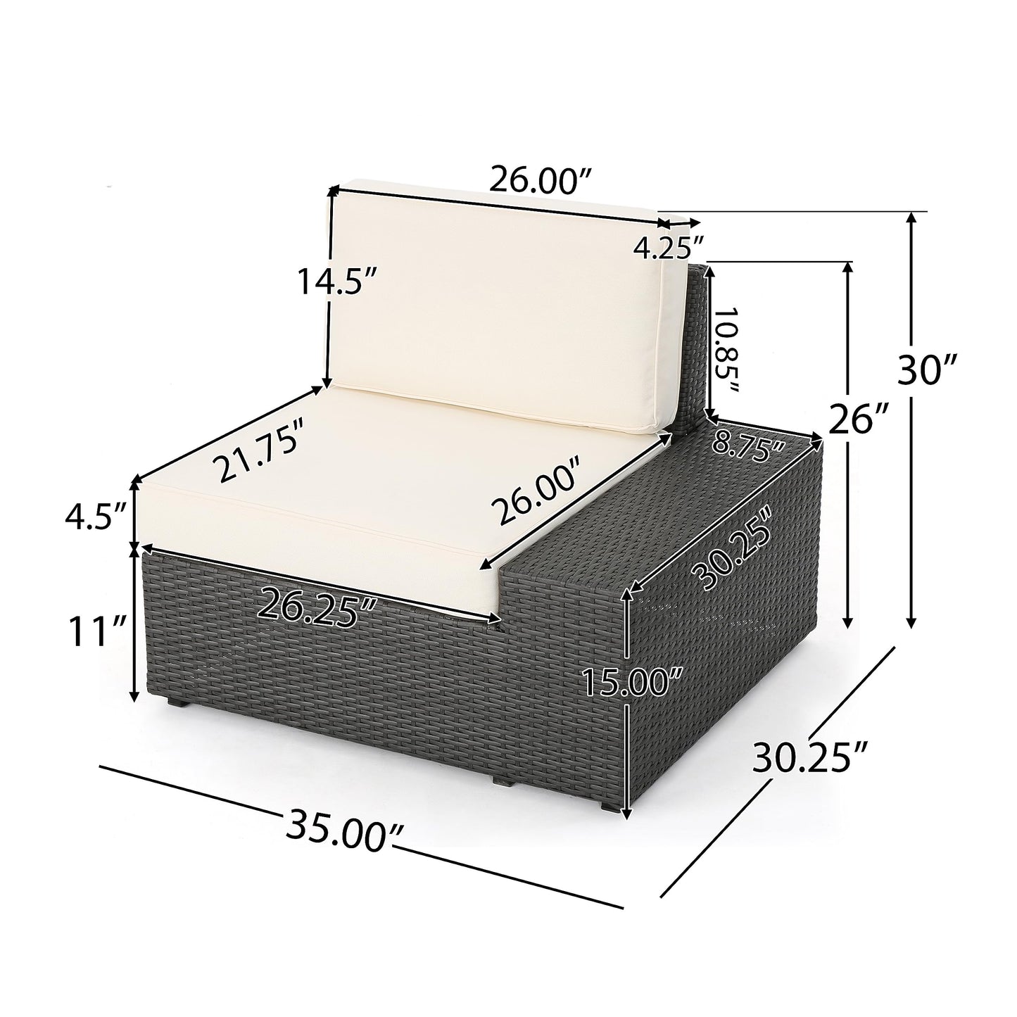 Christopher Knight Home Santa Cruz Outdoor Wicker Sectional Sofa Set with Water Resistant Cushions, 6-Pcs Set, Grey / White