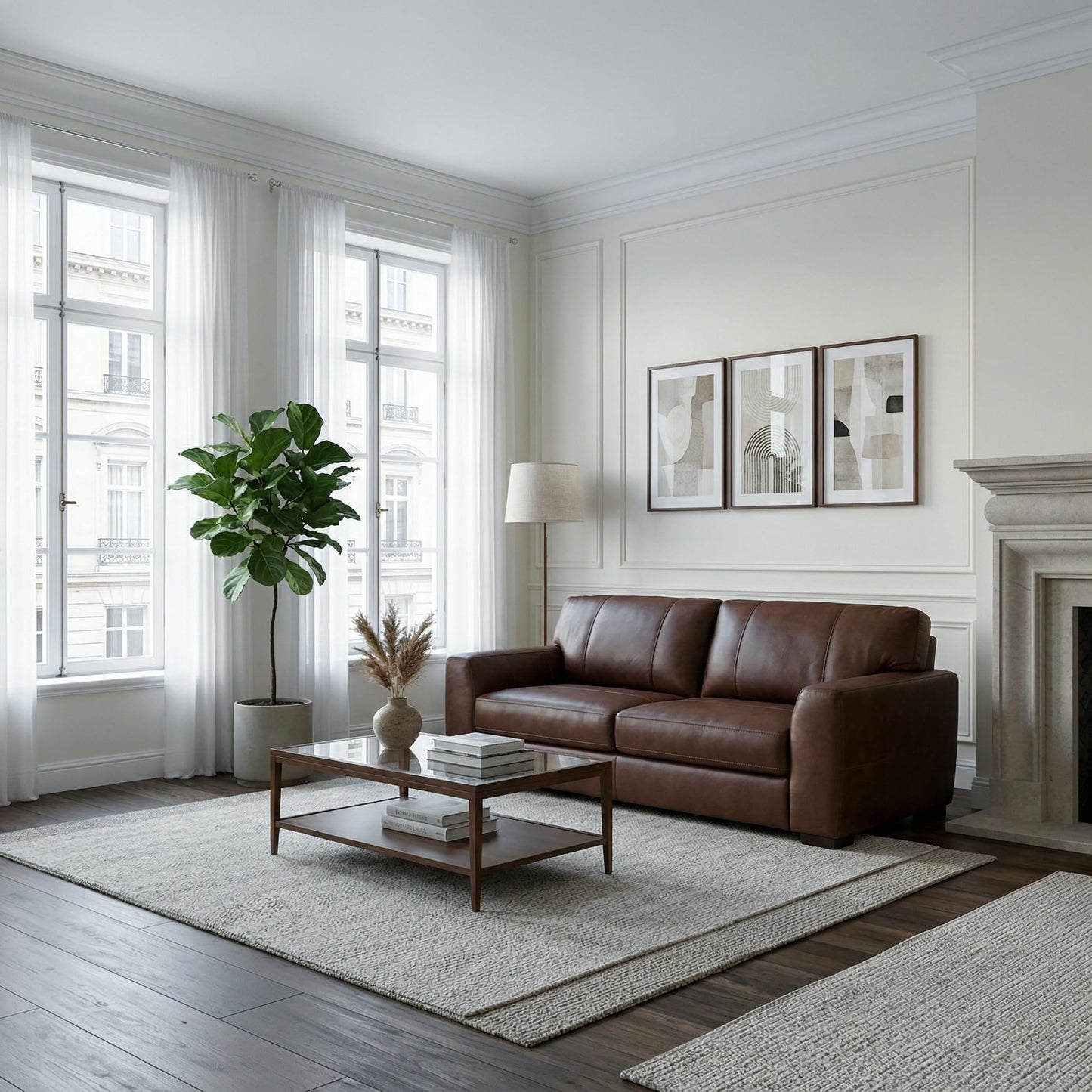 Signature Design by Ashley Creazzo Modern Leather Match Sofa with Loose Seat Cushions and Non-Skid Legs, Dark Brown