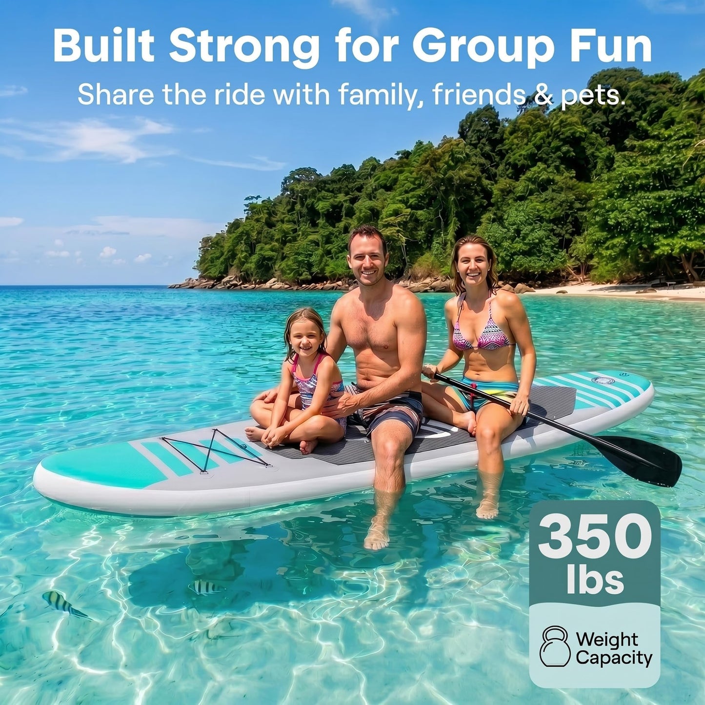SereneLife 10’ Inflatable Stand Up Paddle Board with Premium SUP Accessories - 32” Wide Stable Design with Non-Slip EVA Deck Pad, for Youth and Adults, 275 lbs. Capacity