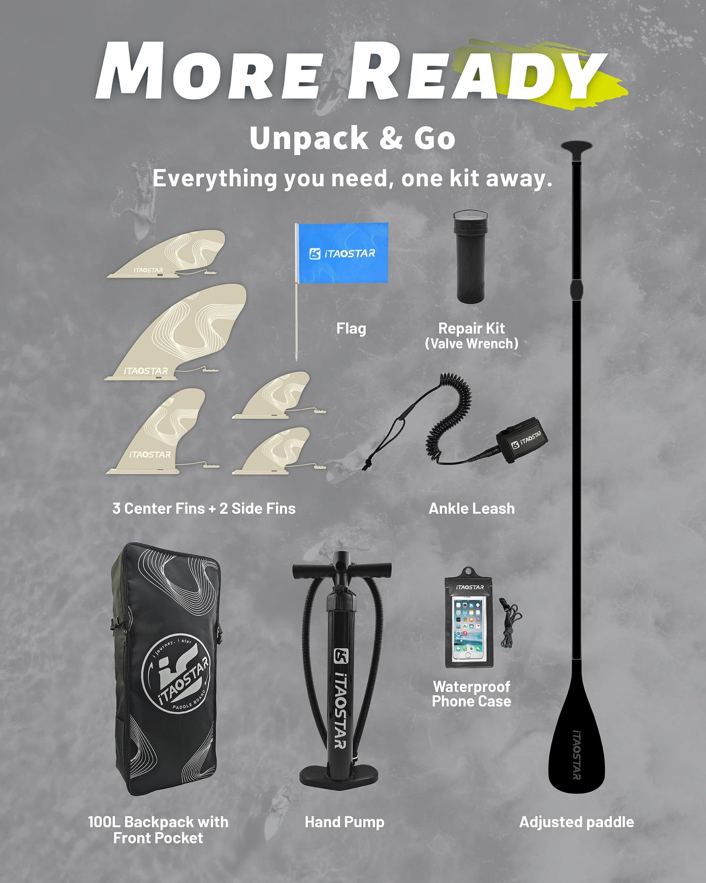 iTAOSTAR M01A 11’×33" Stand Up Paddle Board - Premium SUP Board Kit with 5 Fins - Inflatable Paddleboard for Beginner & Youth - All Skill Levels - for Lakes, Oceans & Fishing