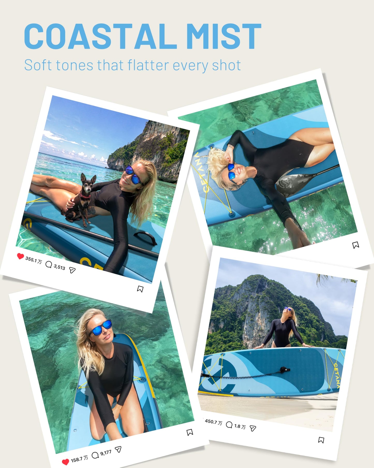 CETANA 11’6” x 35” Extra Wide Inflatable Paddle Board, 450 lb Capacity Wide Stable SUP, 2–3 Person Paddle Board for Photos, Aesthetic Photo-Ready Design, Beginner Friendly Stand Up Paddle Board