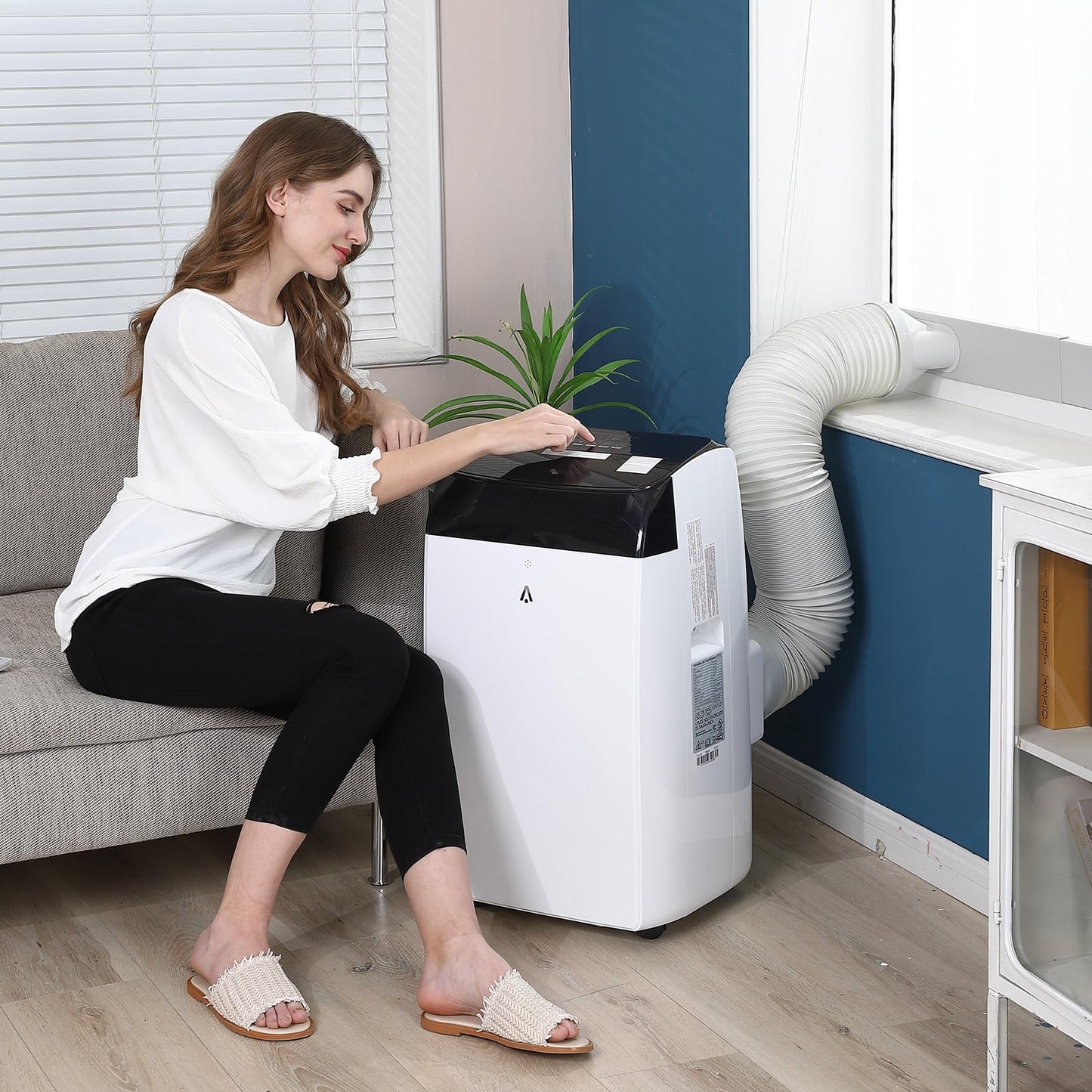 12,000 BTU Portable Air Conditioner with Remote Control, 3-in-1 AC Unit (Cool, Dehumidify, Fan) for Rooms up to 450 Sq. Ft, Easy Window Installation Kit, LED Display & 24H Timer, White/Black
