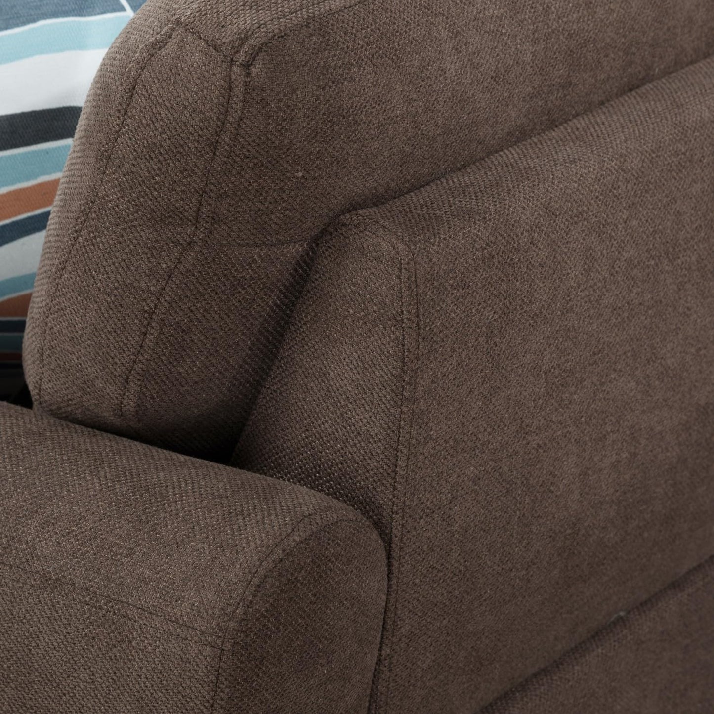 UOCFYK L-Shaped 3-Piece Breathable Fabric Sofa with Ottoman, Sectional Couch Set for Living Room, Office, Apartment, with Cup Holder, Brown