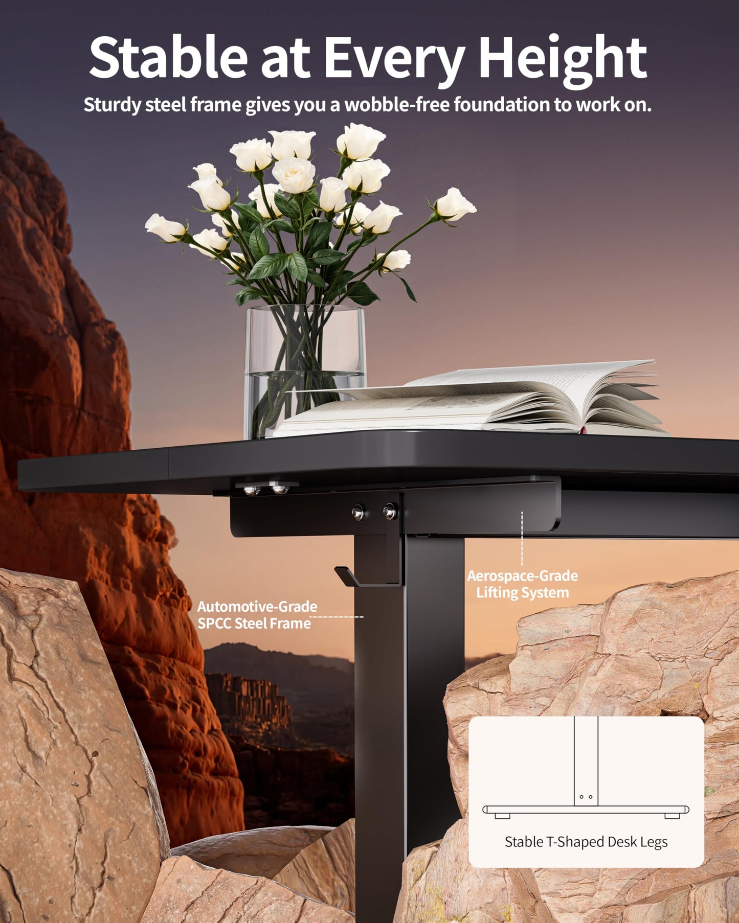 BIZUM Electric Standing Desk 60 x 24 Inch Computer Desk-Gaming Desk Black Home Office Desks Height Adjustable Memory Stand Up Computer Workstation