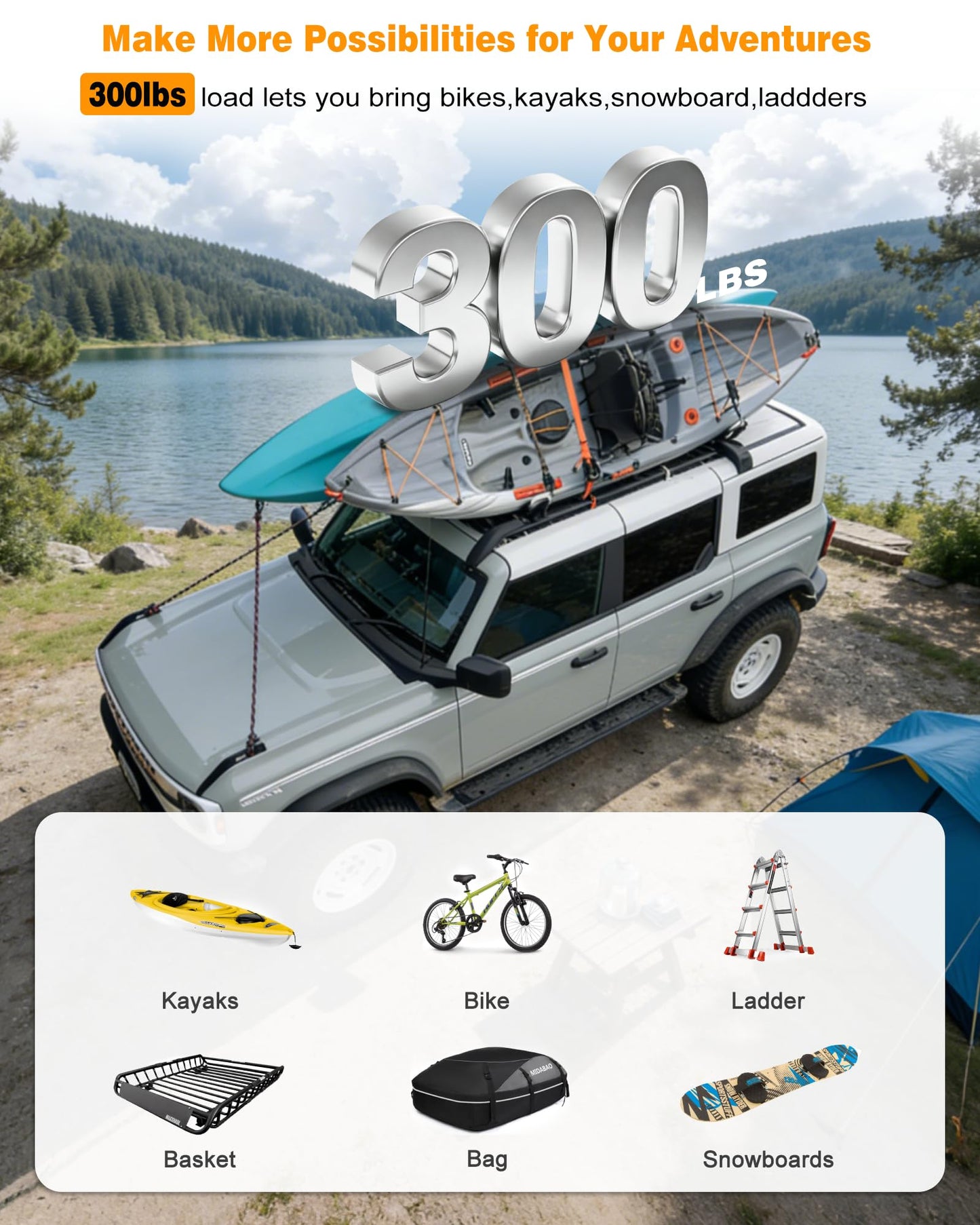Snailfly Roof Rack Cross Bars 4PCS for Ford Bronco 2021-2026 Hard Top Only 2-Door & 4-Door - Aluminum Rooftop Cargo Luggage Carrier, Low Profile, (Not for Bronco Sport,Raptor, 4Door Badlands 2.7L)