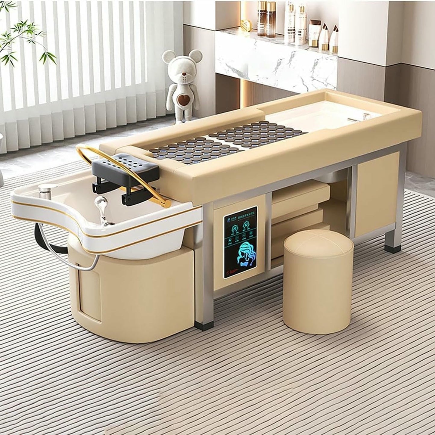 BTOIASYHF Head Spa Equipment, Head Spa Bed, Massage Shampoo Backwash Unit, Shampoo Bowl with Fumigation and Water Circulation for Salons and Spas