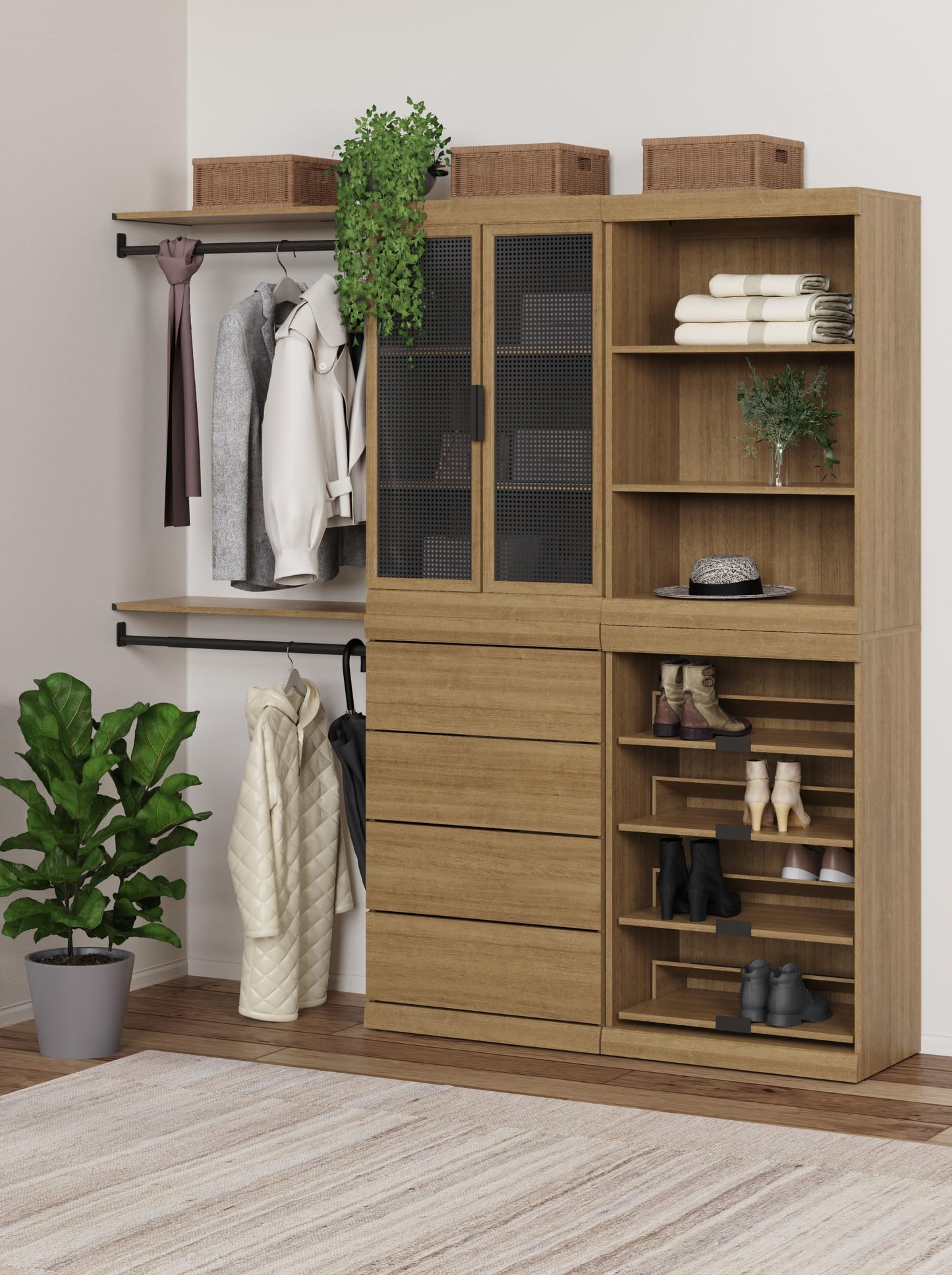 ClosetMaid Mosaics 3 Shelf & Door Storage Cabinet, Stackable, Customizable Closet System, 25.5" W, Toasted Oak