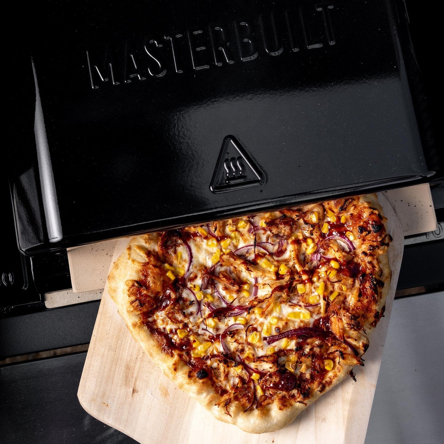 Masterbuilt® Gravity Series Outdoor Pizza Oven Accessory insert with Ceramic Pizza Stone, Porcelain-Coated Exterior with Stainless Steel Interior in Black, Model MB20181722