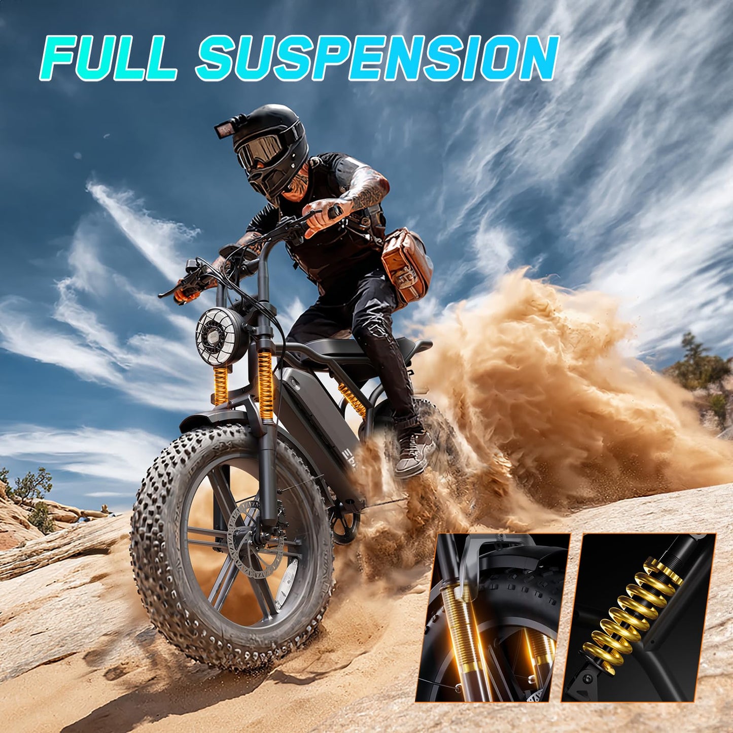 TST Electric Bike for Adults, 1500W Peak Motor 60 Miles Fat Tire E Bike 48V 15Ah Removable Battery 20" Electric Bike with Full Suspension UL 2849 Certification Black