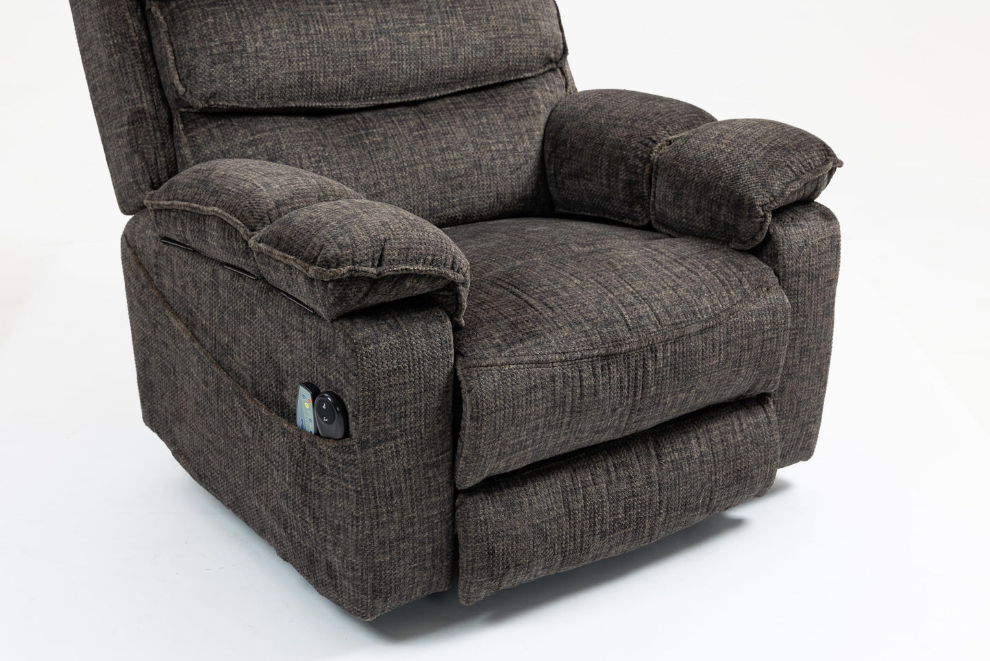 GDFStudio Lay Flat Power Lift Recliner Chair with Heat Massage Dual Motor Infinite Position Recliner USB and Type C Charging Cup Holders for Living Room Bedroom, Dark Gray