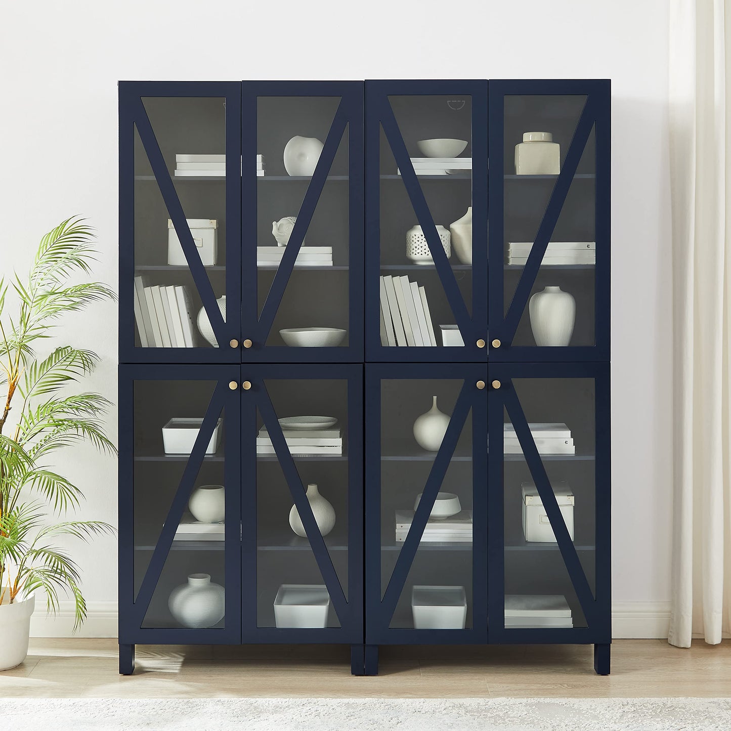 Crosley Furniture Cassai 2-Piece Pantry Storage Cabinet Set with Shelves, Kitchen, Dining, or Laundry Room, Navy