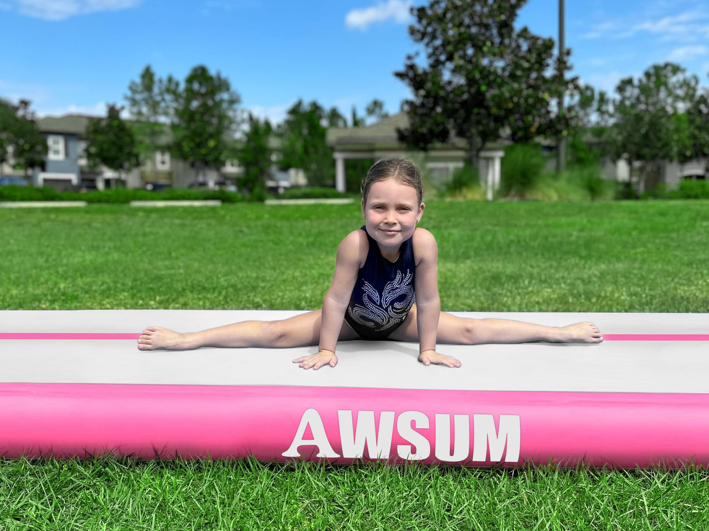 AWSUM 10ft Tumbling Mats with Roller Inflatable Gymnastics Mat Tumble Track with Electric Pump for Home Use/Gym