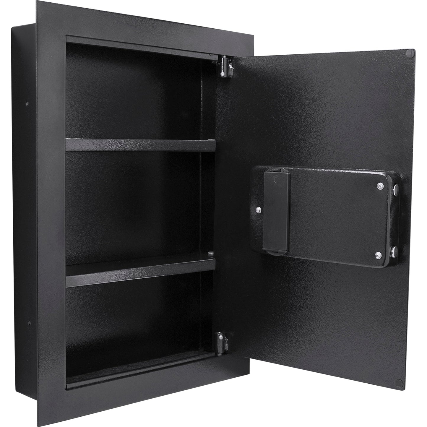 Barska Biometric Fingerprint Steel Wall Safe with Adjustable Shelves – DOJ Certified with Pry-Resistant Deadbolts, Mountable for Home, Office, and Business Use