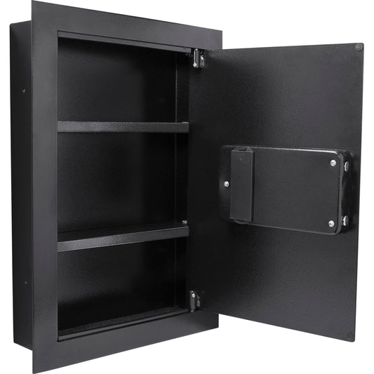 Barska Biometric Fingerprint Steel Wall Safe with Adjustable Shelves – DOJ Certified with Pry-Resistant Deadbolts, Mountable for Home, Office, and Business Use