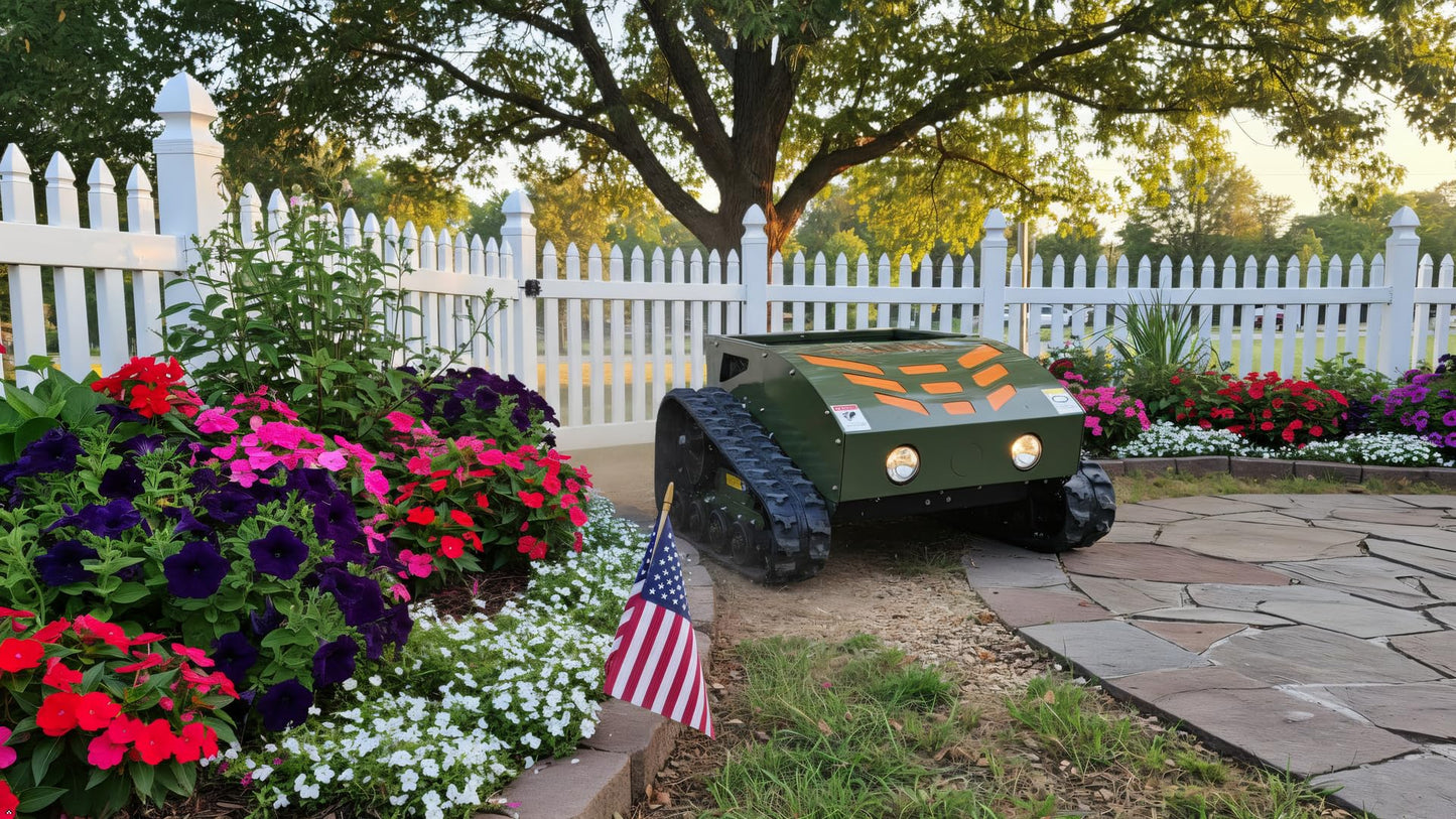 HISATORX Remote Control Lawn Mower, 9HP Gas Powered Tracked Lawn Mower, 21.7" Cutting Width RC Brush Cutter, 45° Slope Climbing All-Terrain Mower for Hillside, Farm, Orchard & Heavy Grass