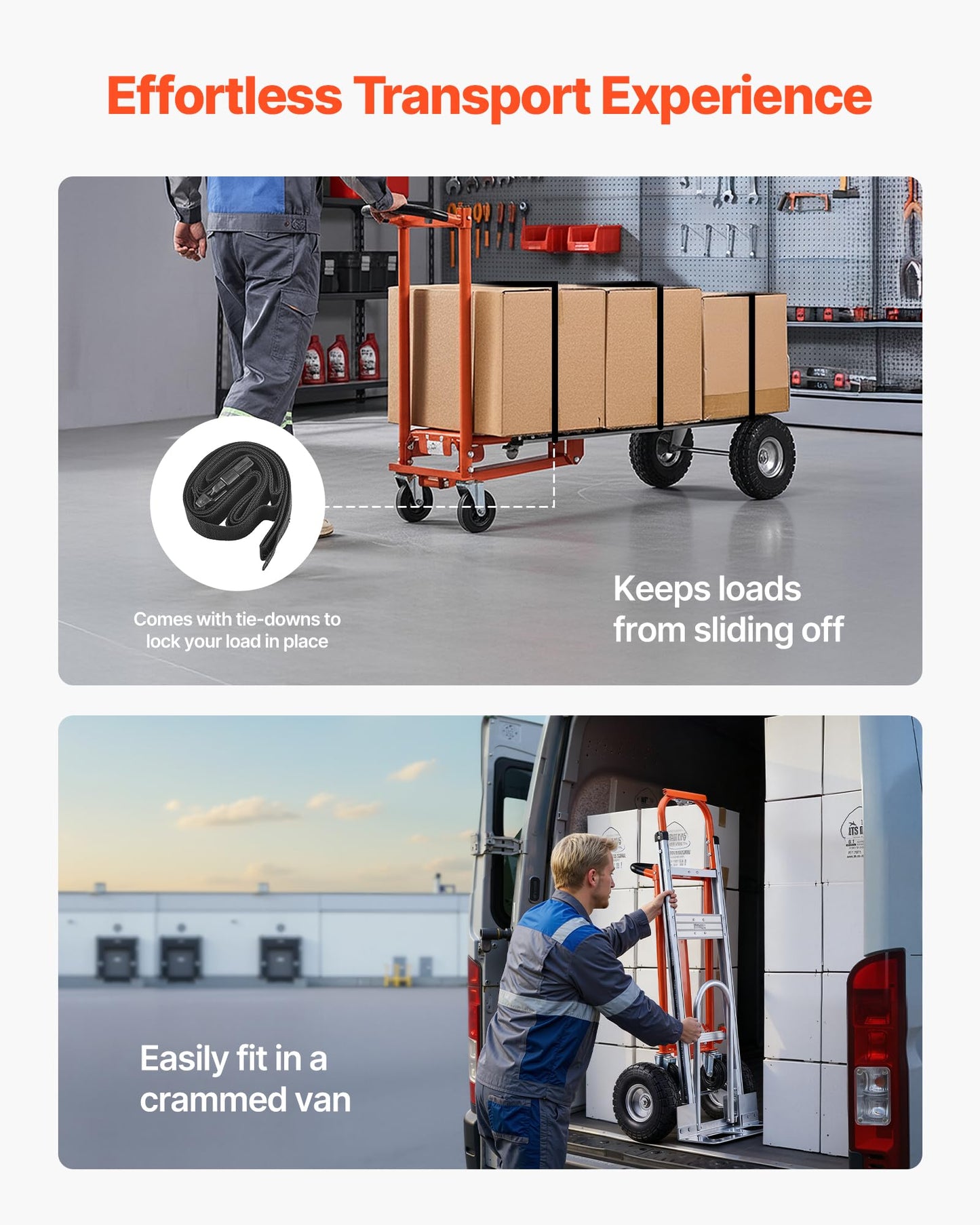 VEVOR 4 in 1 Hand Truck, 1000 lbs Load Capacity for 4-Wheel Mode, Convertible Hand Truck Dolly with Non-Slip Handle & Wheels, Aluminum Alloy Portable Trolley Dolly for Moving Home, Office, Warehouse