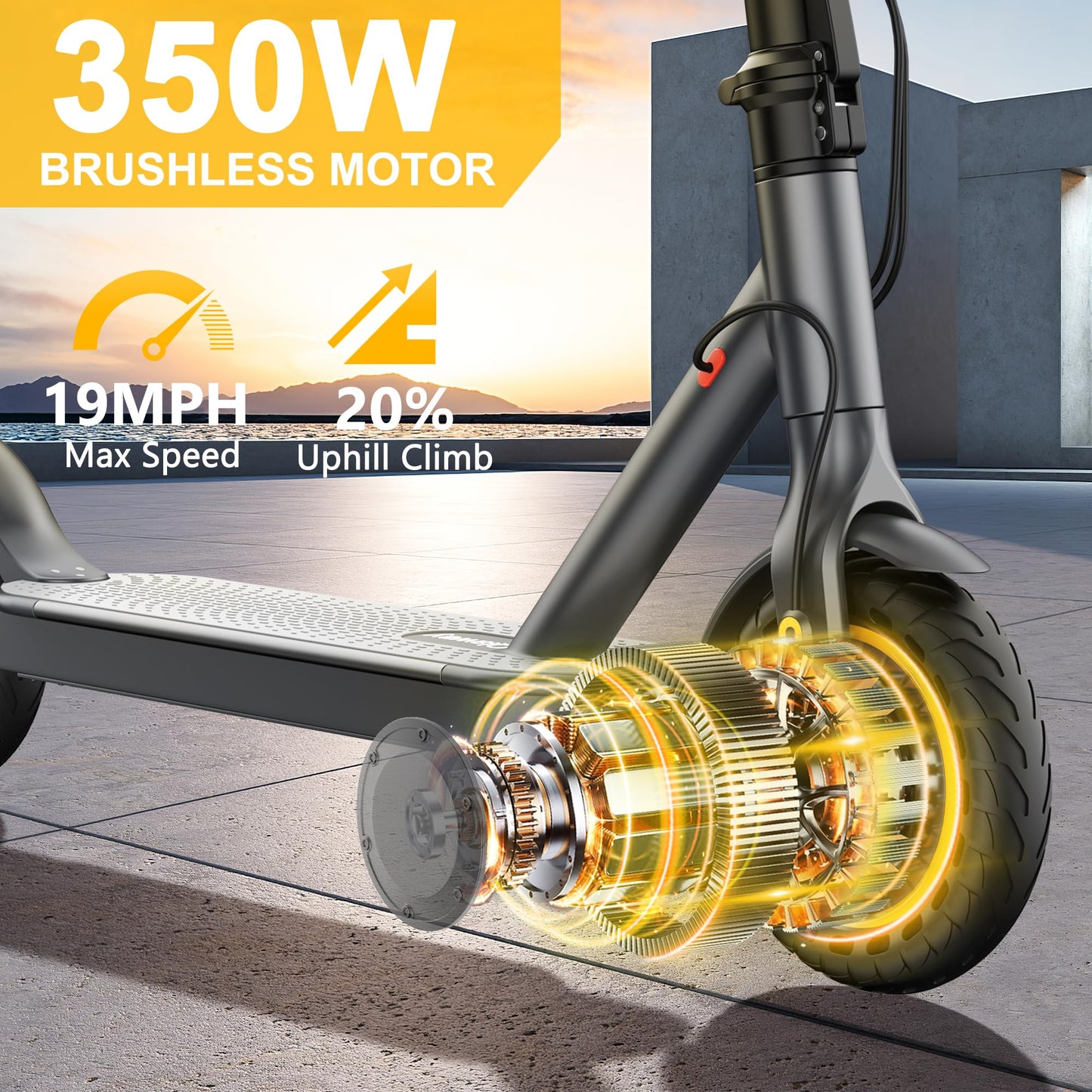 Qlaway 8.5" Aluminum Alloy Frame E Scooter for Adults 19 MPH Sport Escooter 350W Motor, Electric Scooter Up to 22 Miles Range, Bearing 265 LBS/APP Control-Gray
