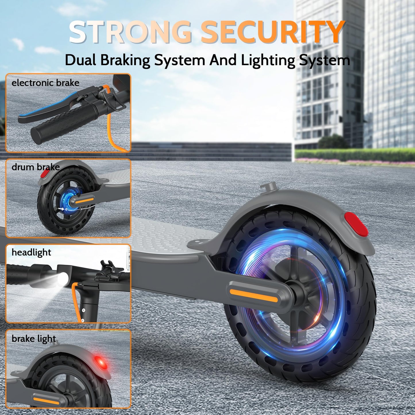 Aovowheel Electric Scooter for Adults, Max 23Miles Long Range, Folding E Scooter with 350 Motor 19 Mph Top Speed, 8.5''Solid Tires Commuting Scooters, Dual Brakes