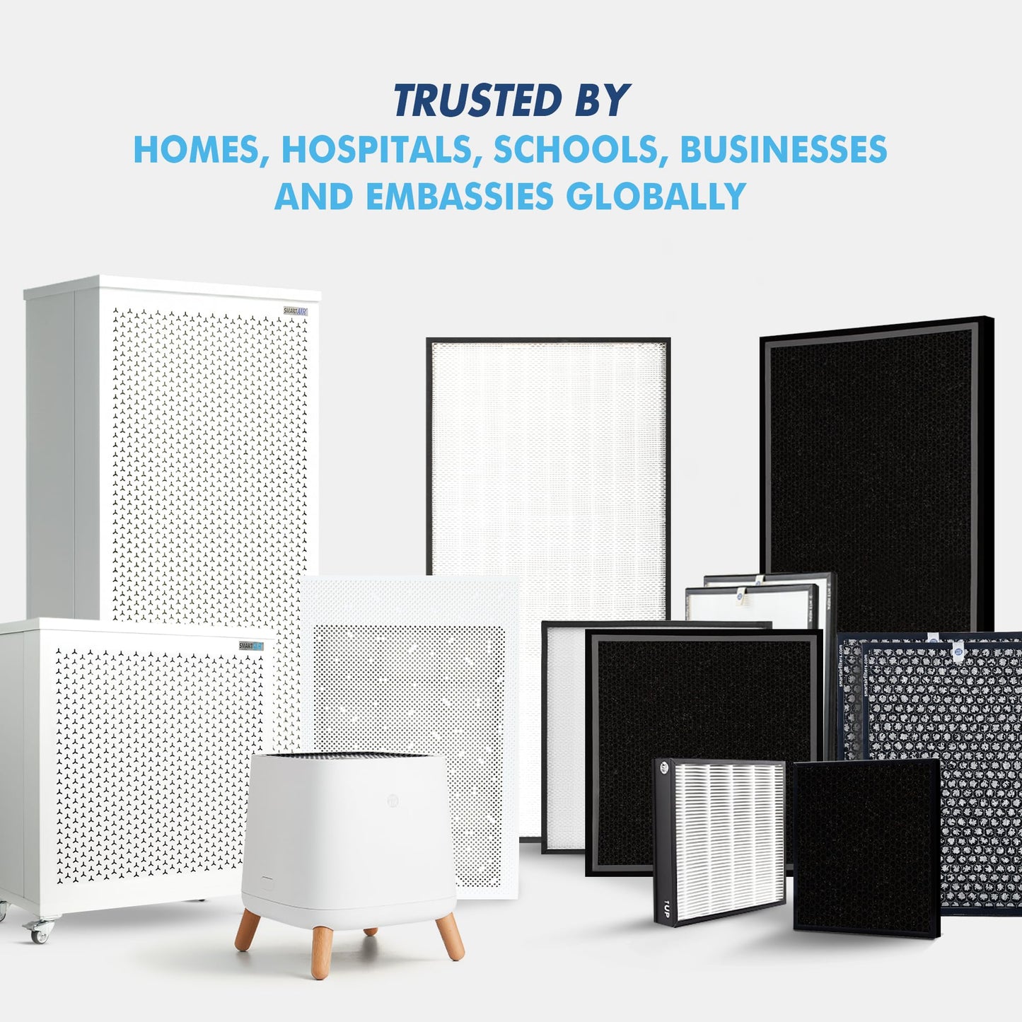 Smart Air Blast MKII Large Room Air Purifier Up to 9000 Sq Ft/hr, 1200 CFM, 99.97% True H13 HEPA Filter, Carbon Filter & Washable Prefilter, For Home Office Pet Hair Dust Mold Smoke Allergies Pollen