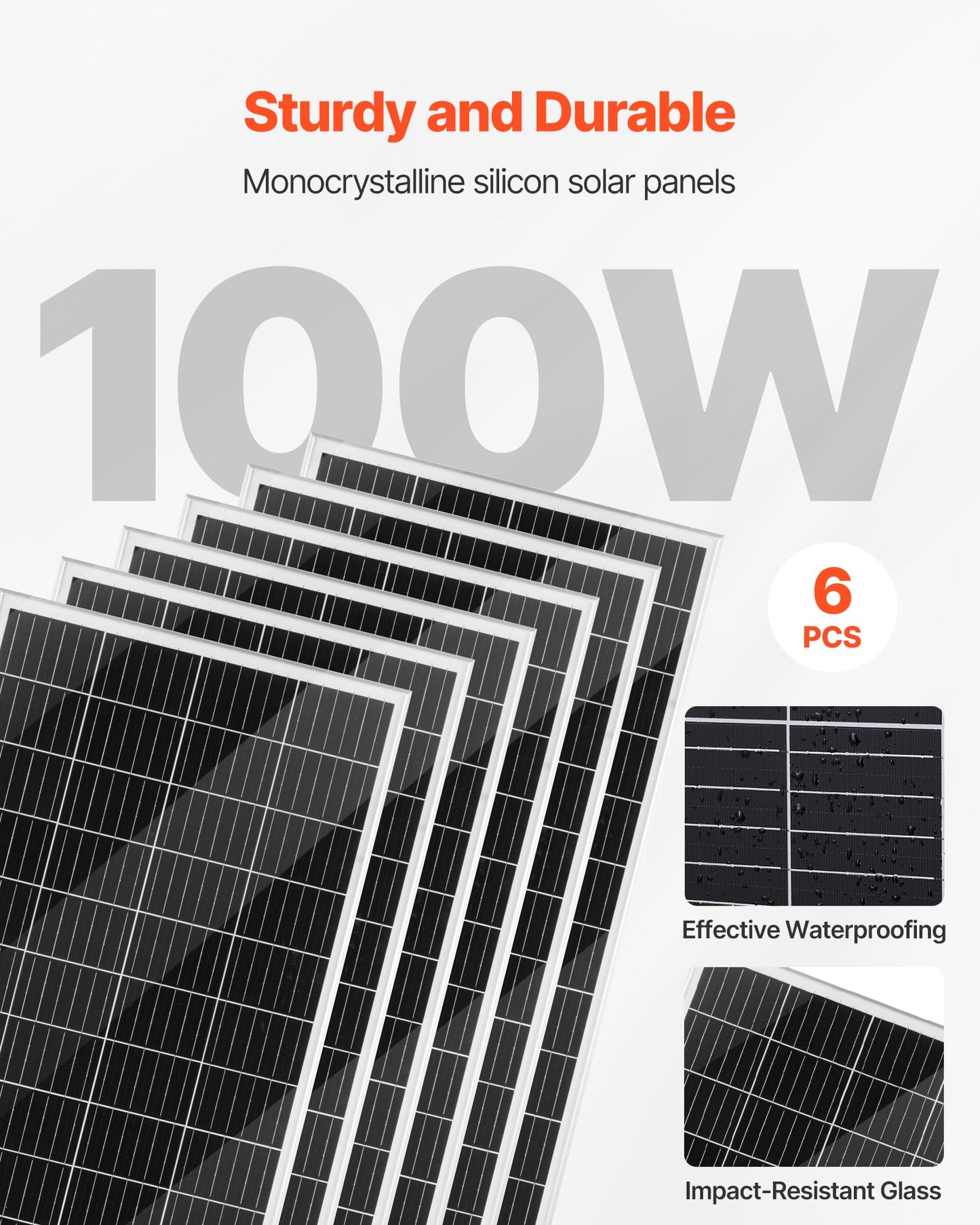 VEVOR 24V 1000W Solar Wind Power Kit, 6*100W Solar Panel + 400W Wind Turbine + 25.6V 100Ah LiFePO4 Battery + 3000W Power Inverter + MPPT Wind/Solar Hybrid Controller for Home Boat Cabin Farm Off-Grid