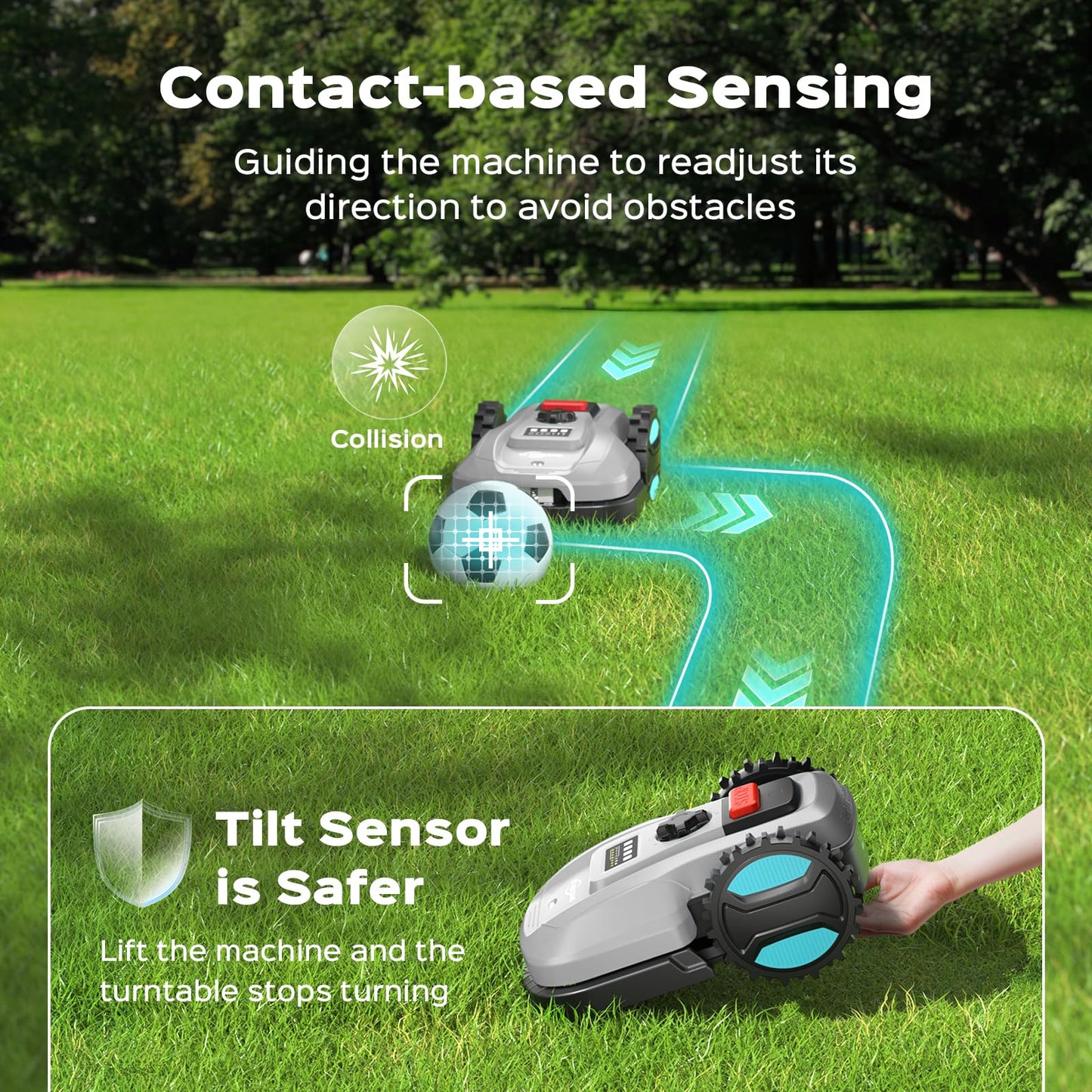 Robot Lawn Mower with App Control – Adjustable Cutting Height, Auto-Charging, Obstacle Detection & Smart Scheduling – Ideal for Lawns up to 1/8 Acre